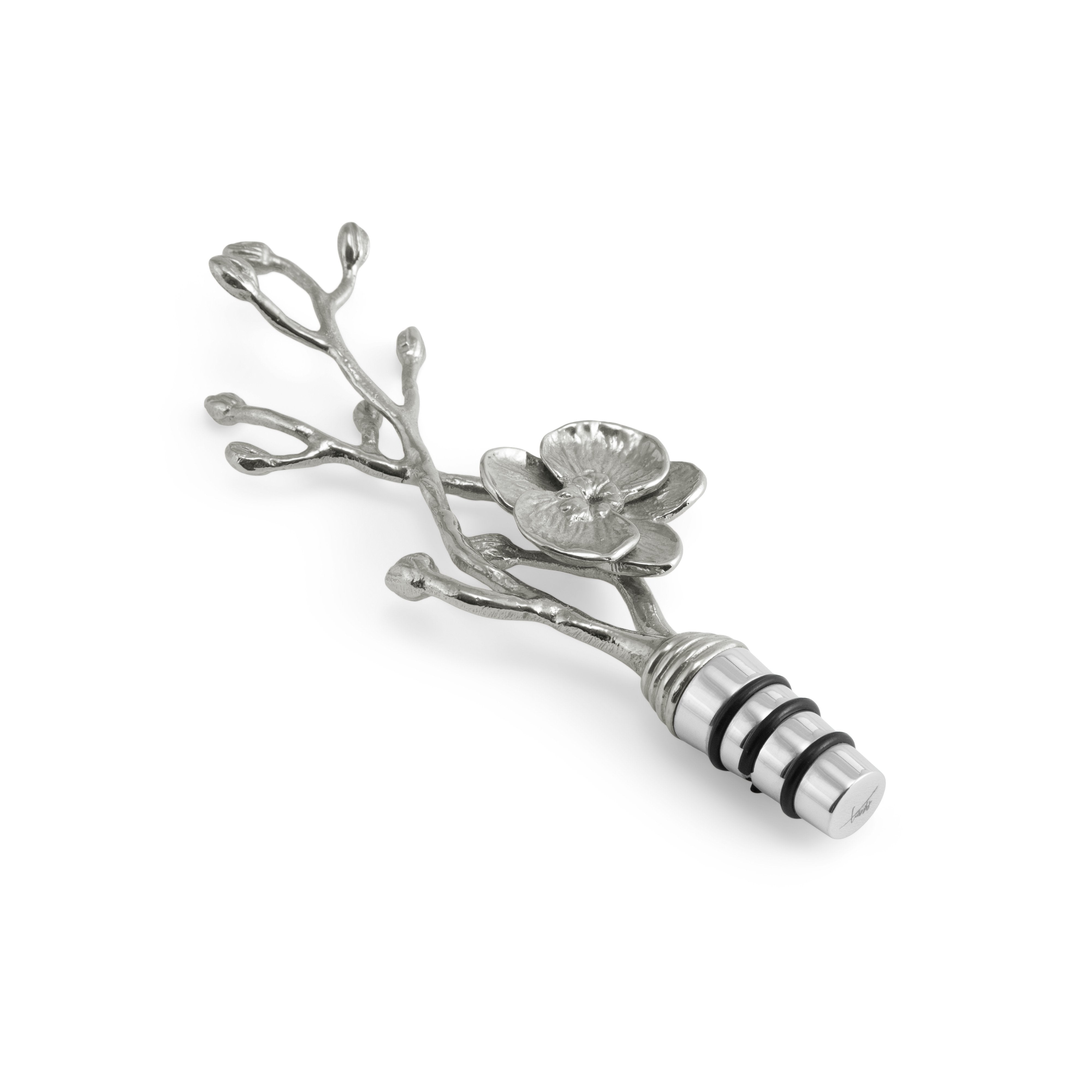 Elegant White Orchid Wine Stopper - Premium Glass Wine Bottle Sealer for Champagne & Sparkling Wine - Perfect for Gifts, Parties & Home Bar Accessories
