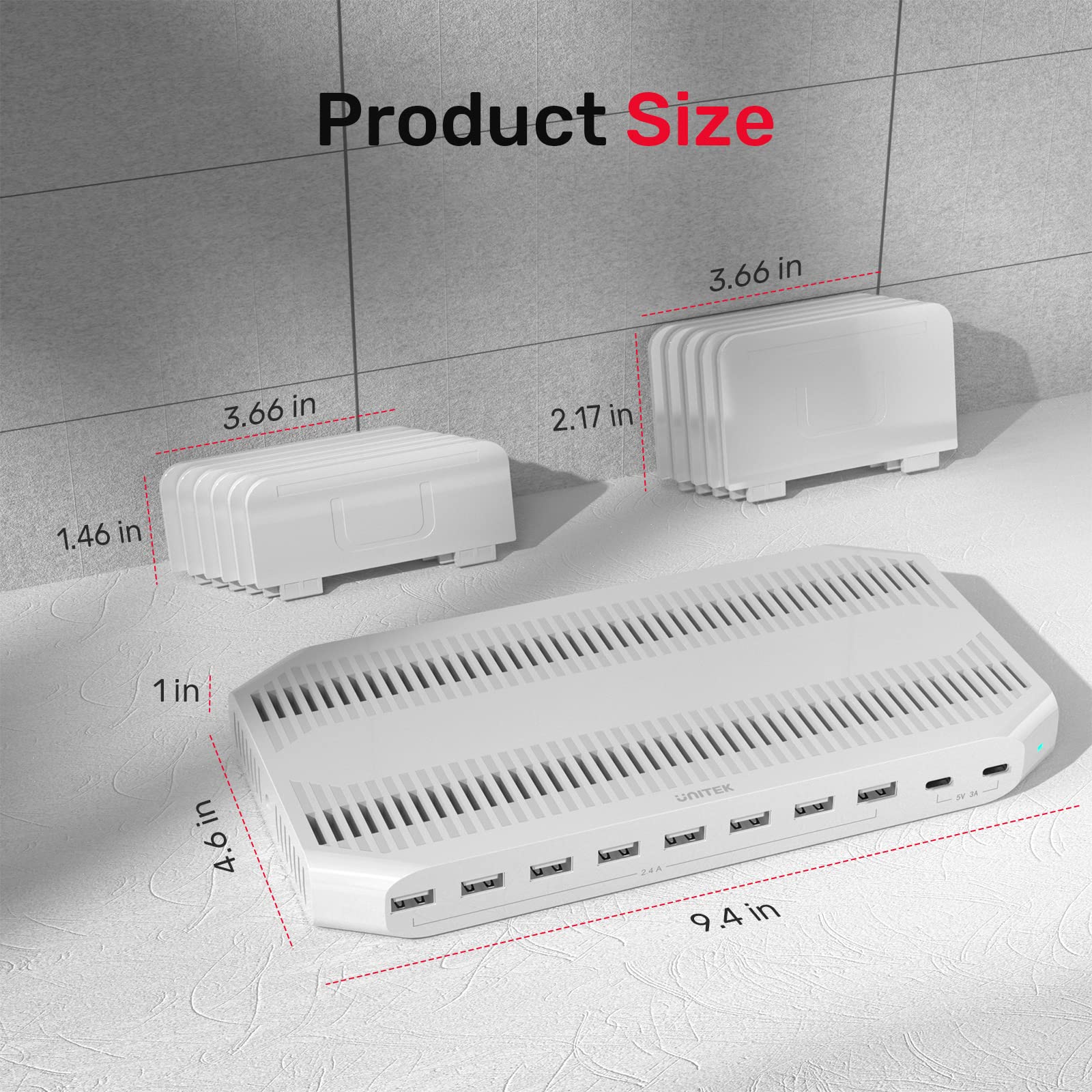 Unitek 120W 10-Port USB C Charging Station | Multi-Device Fast Charger for iPhone, iPad, Smartphones & Tablets | UL Certified | Perfect for Office, Home & Travel Use
