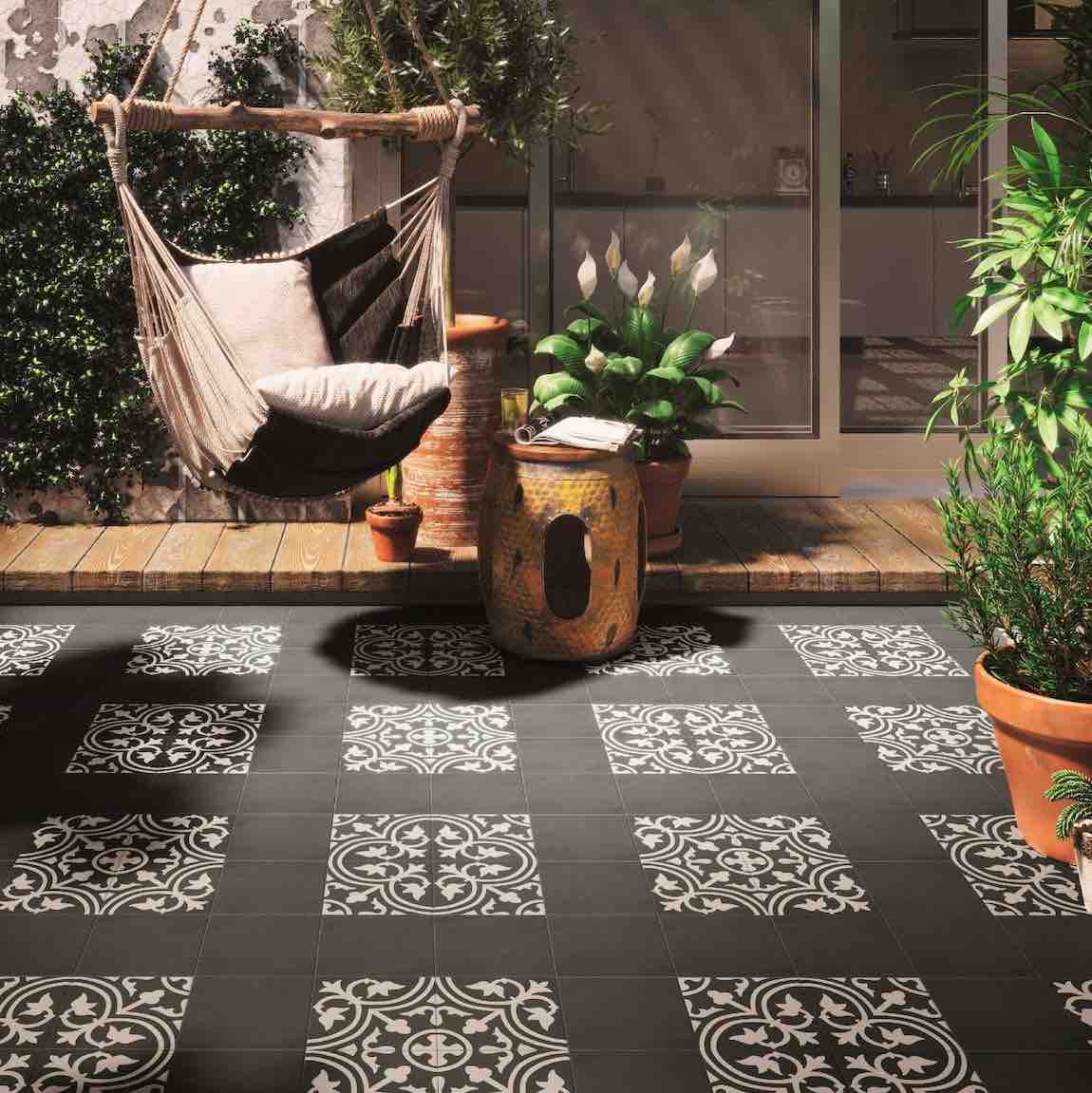 Jazz Patterned Porcelain Tile 8x8 - Decorative Outdoor Flooring for Backyard, Patio & Garden Landscaping