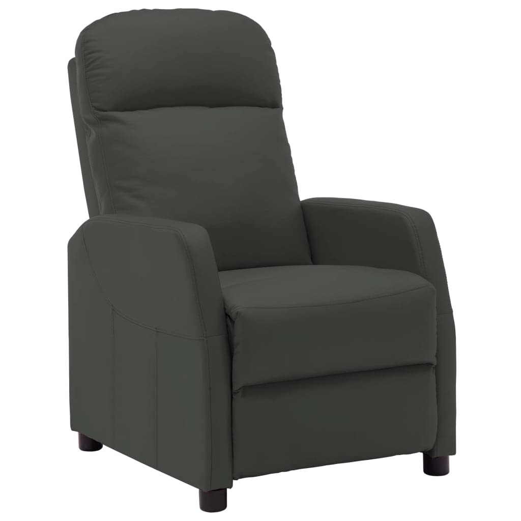 Comfortable Reclining Lounge Chair - Single Theater Seating Sofa with Padded Seat, Faux Leather Upholstery in Anthracite | Perfect for Home Theater, Living Room, Reading Nook & Relaxation