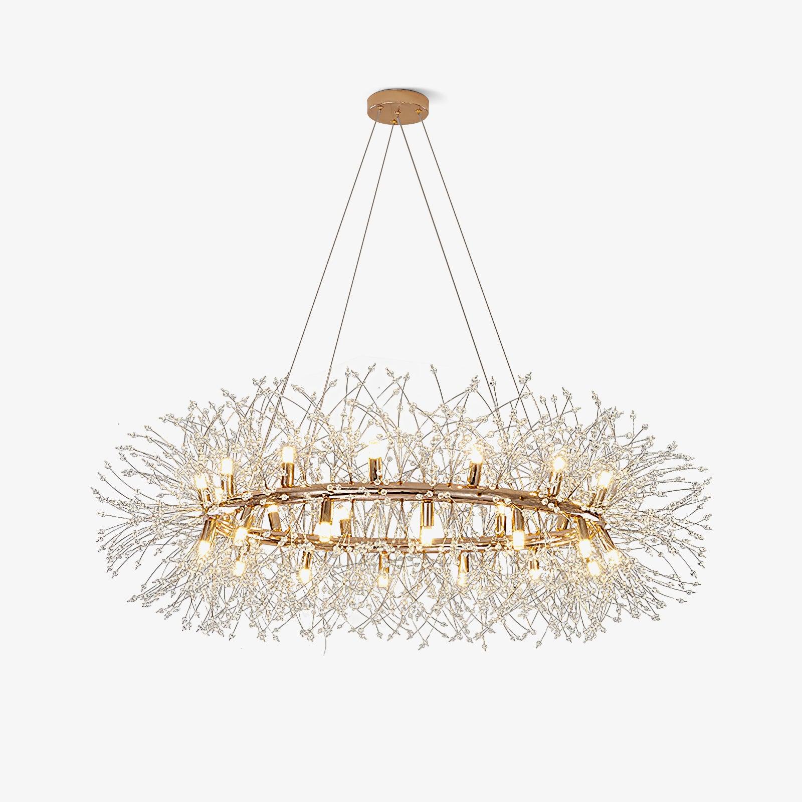 Elegant Dandelion Round Chandelier - Modern Crystal Ceiling Light Fixture for Dining Room, Bedroom & Living Room Decor