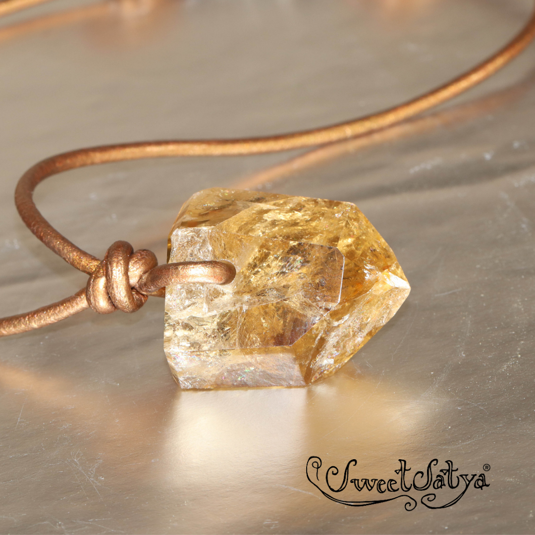 Golden Citrine Necklace for Women - Natural Gemstone Jewelry for Healing & Positive Energy | Perfect for Meditation, Yoga & Spiritual Gifts