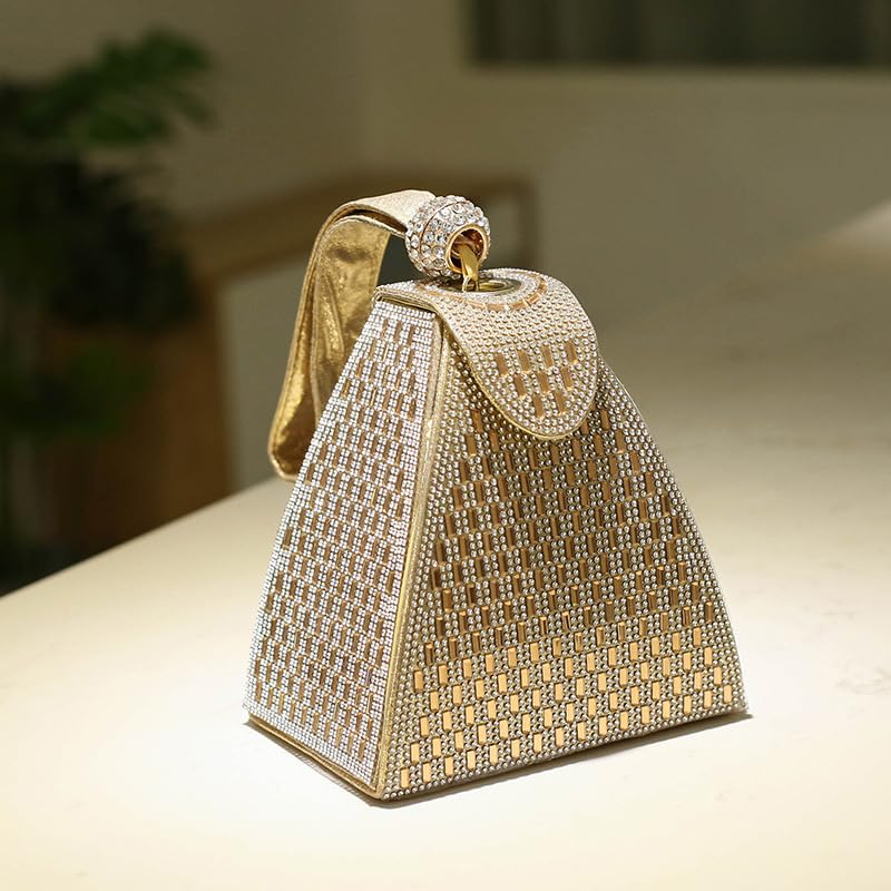 Verano Hill Crystal Pyramid Handbag for Women - Elegant Evening Clutch with Rhinestone Embellishments | Perfect for Parties, Weddings & Special Occasions