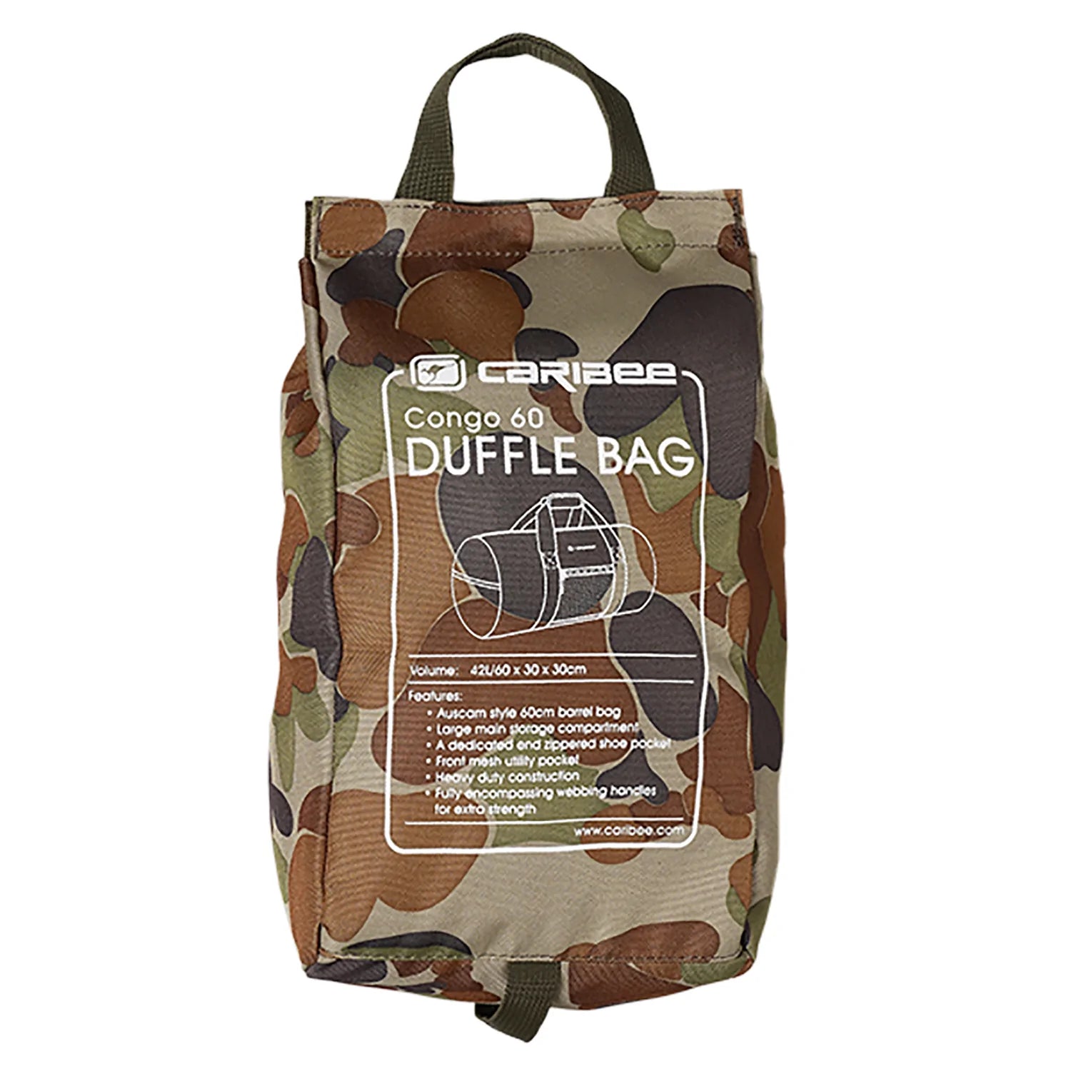 Caribee 5730 Congo 42L Camouflage Foldable Duffle Bag - Military Style Travel & Camping Gear for Outdoor Adventures