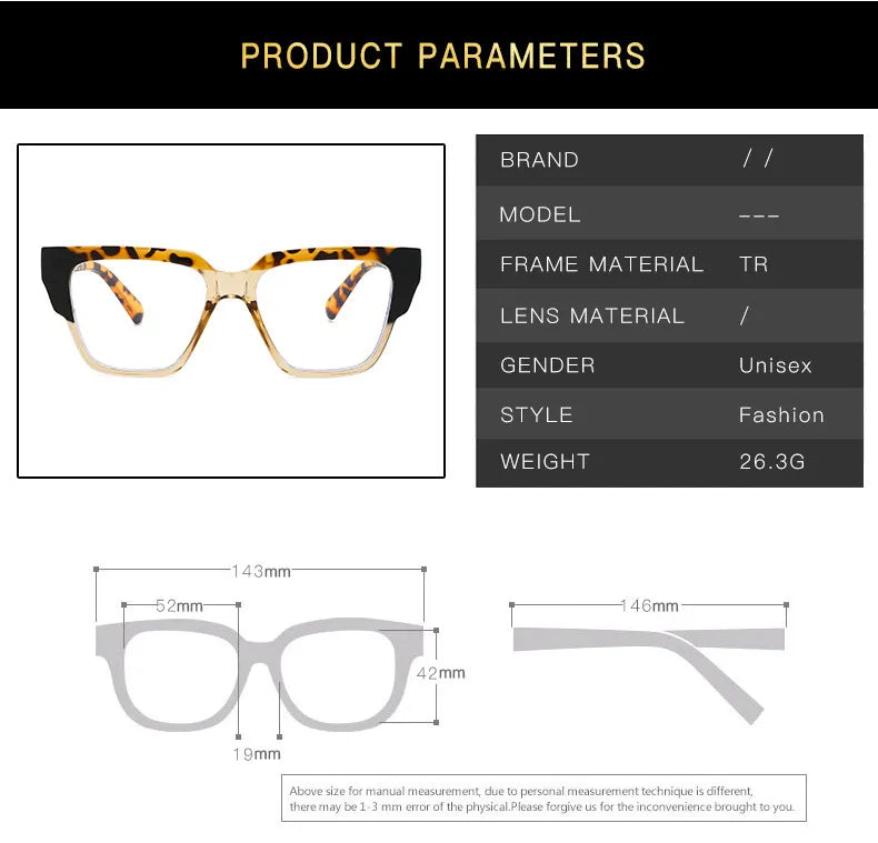 CCspace Women's Full Rim Square TR90 Titanium Eyeglasses 56855 - Lightweight & Durable Frame for Work, Reading & Everyday Fashion