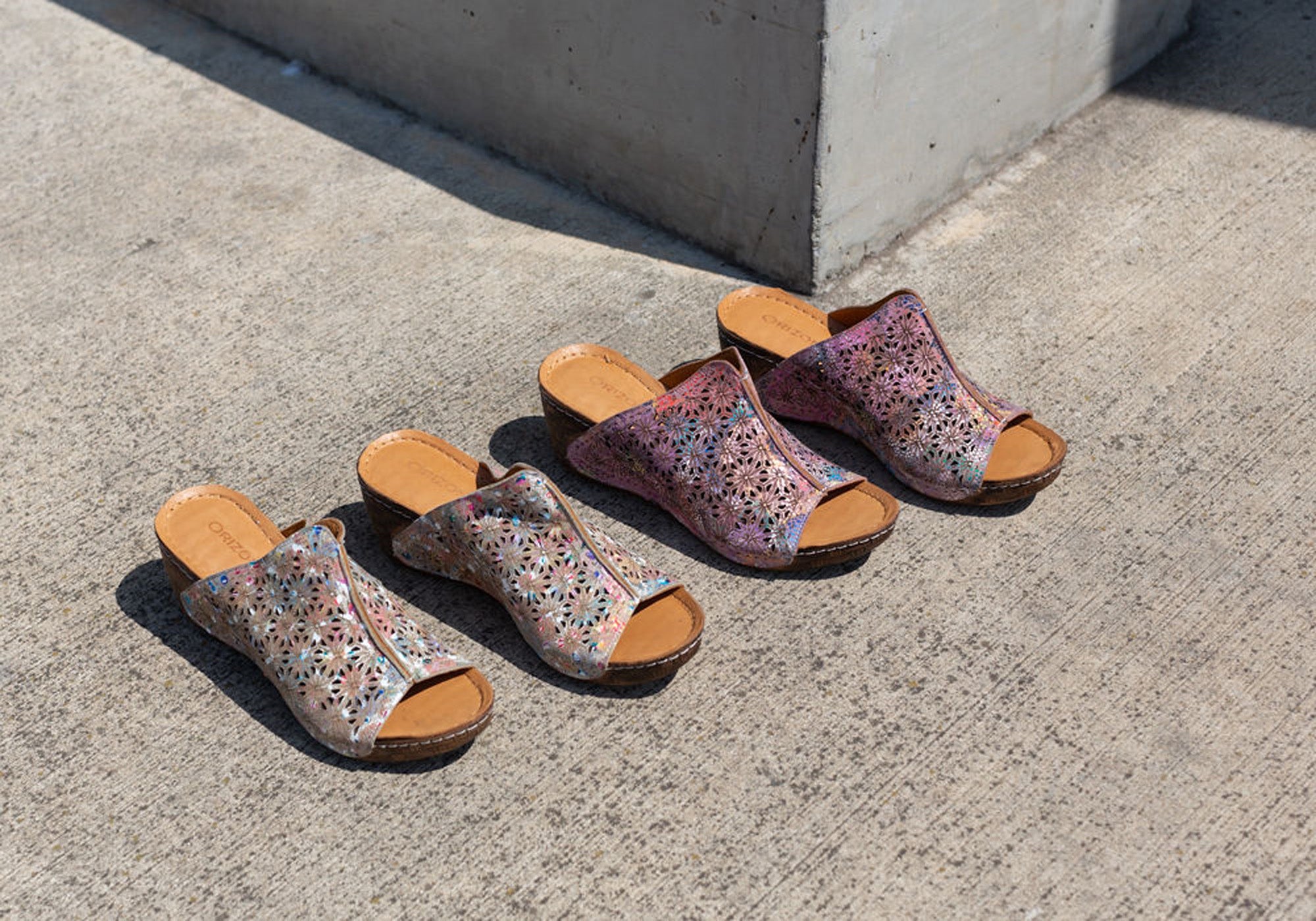 Orizonte Deb Women's European Leather Comfortable Wedge Slide Sandals - Stylish & Supportive for Summer, Beach, and Casual Outings