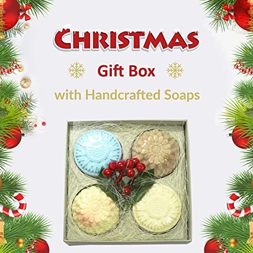 **AHAD Handcrafted Organic Soap Gift Box - Pure Essential Oils, Zero Chemicals, Luxury Holiday Soap Set - Perfect for Christmas Gifts, Self-Care & Spa Relaxation**