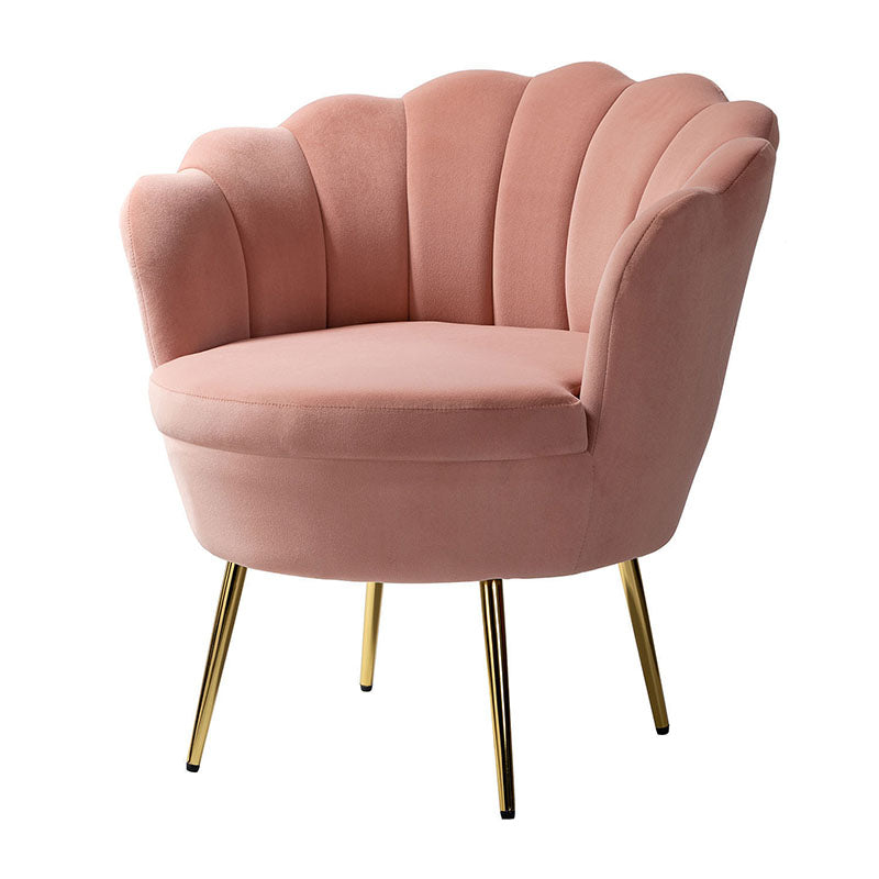 Evelia Velvet Scalloped Barrel Chair - Luxurious Velvet Accent Chair with Curved Back for Living Room, Bedroom & Office - Perfect for Reading Nook, Lounge Area or Home Decor