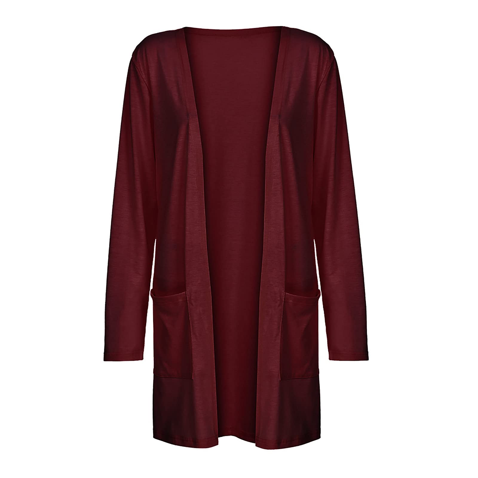 2023 Prime Big Deals Day - Women's Solid Color Lightweight Cardigan with Pockets, Long Sleeve Open Front Fall Blouse | Perfect for Office Wear, Casual Outfits & Autumn Layering