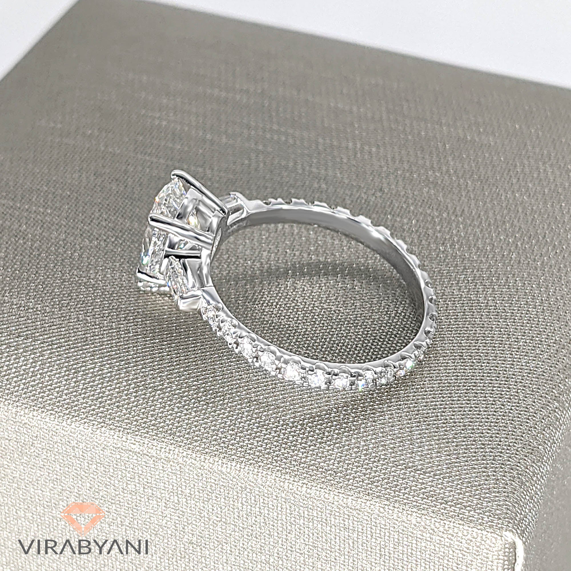 2.00 Carat Pear Diamond Three Stone Engagement Ring with Tapered Baguette Side Stones - Perfect for Proposals, Anniversaries & Bridal Jewelry