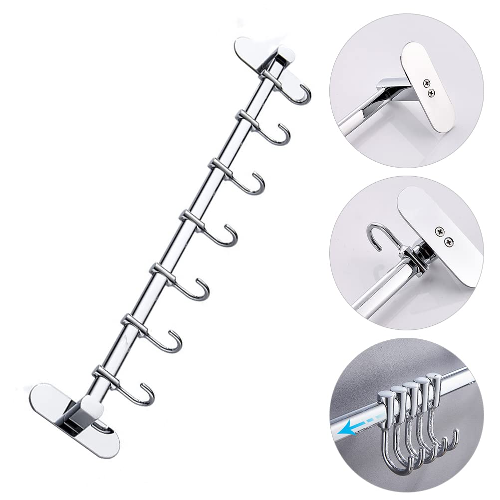 LIOOBO 1-Pack Wall Mounted Hooks for Kitchen Storage - Heavy Duty Stainless Steel Hanging Hooks for Organizing Utensils, Towels, Pots & Pans - Perfect for Home, Office, Dorm Room Organization
