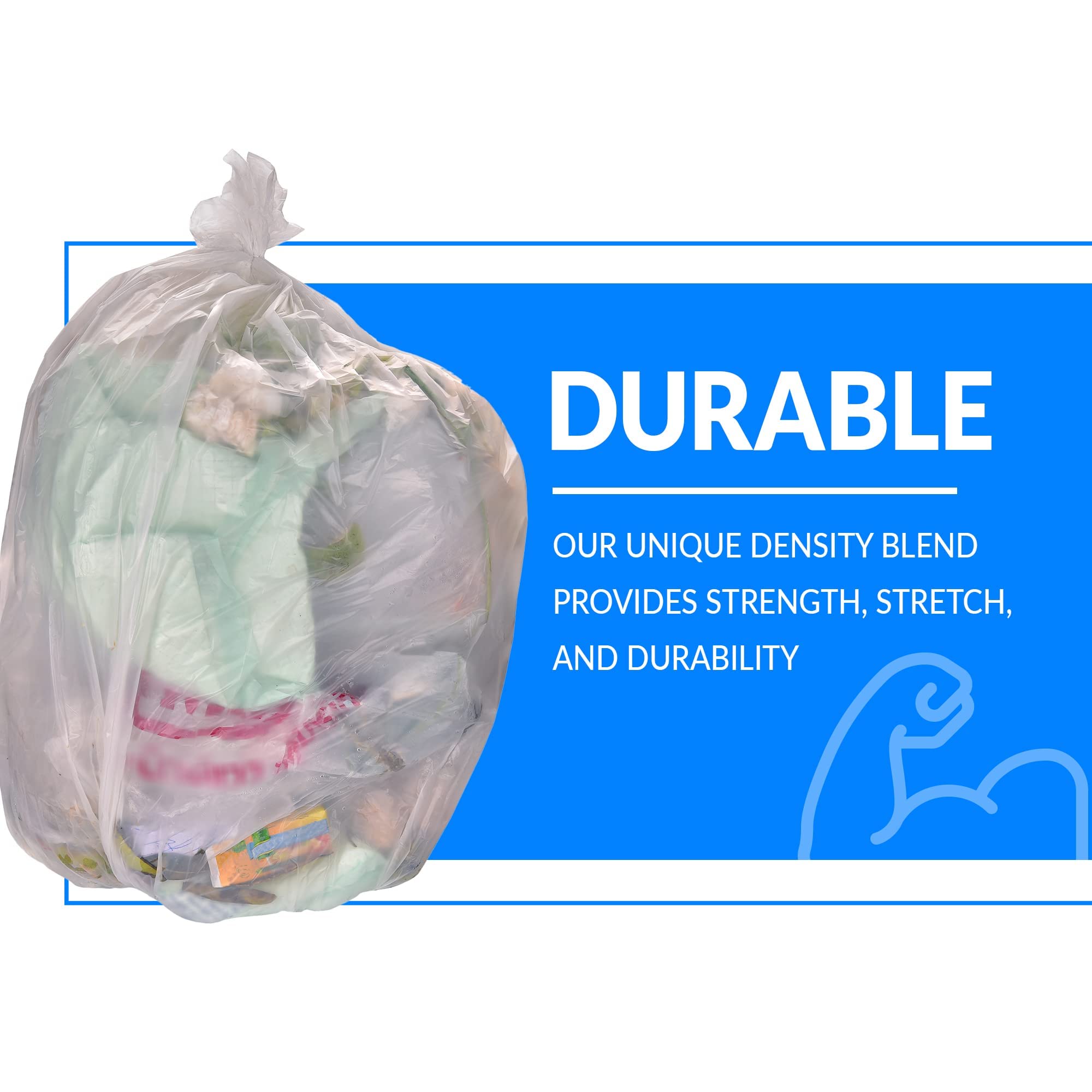 Reli. SuperValue 55-60 Gallon Heavy Duty Trash Bags - 50 Count | Clear Multi-Use Garbage Bags | Made in USA | Perfect for Kitchen, Office, Commercial & Outdoor Use