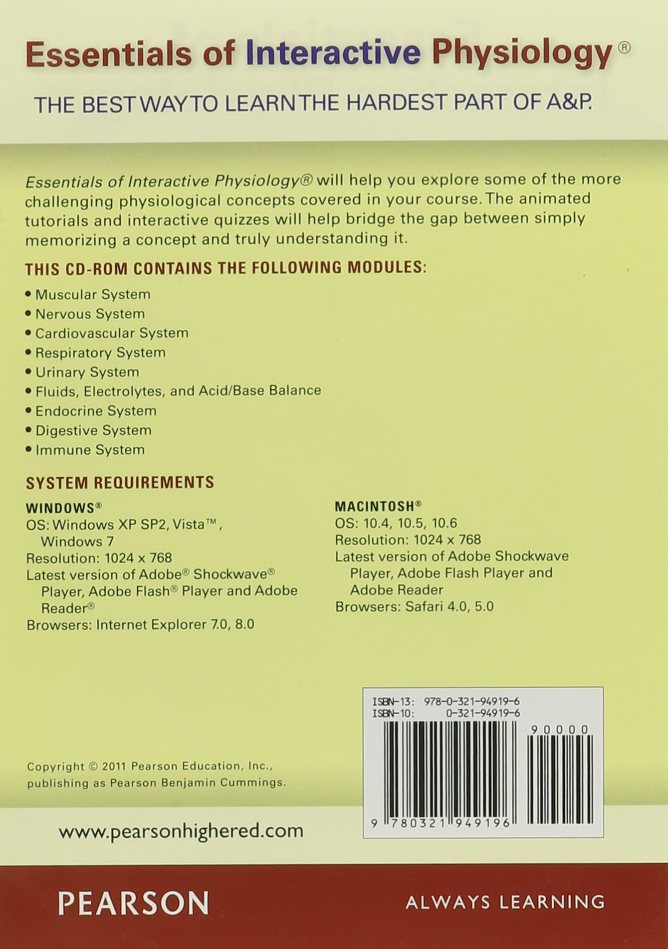 Interactive Physiology 10-System Suite CD-ROM - Comprehensive Human Anatomy & Physiology Learning Software for Medical Students & Educators | Perfect for Classroom Teaching, Self-Study & Exam Preparation
