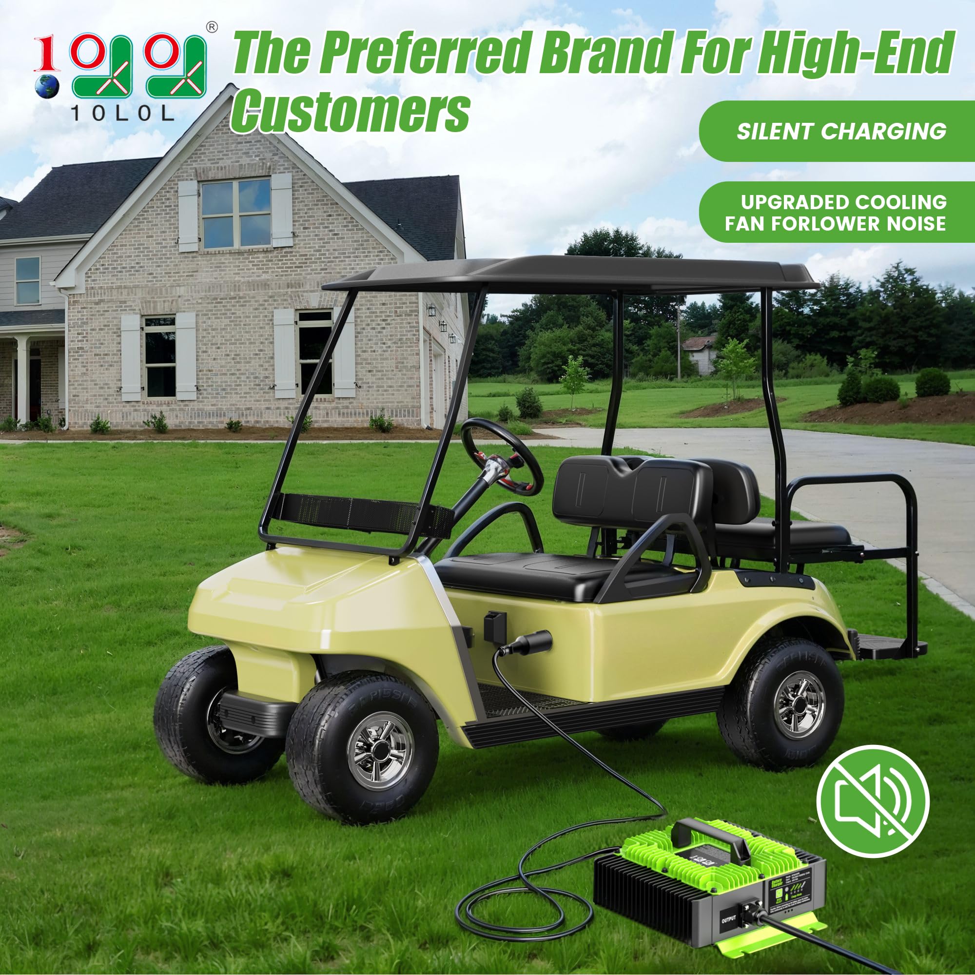 48V 18A Golf Cart Battery Charger for Club Car Precedent & DS - Fast Charging, Plug & Play with Connector - Perfect for Home, Golf Course & RV Use
