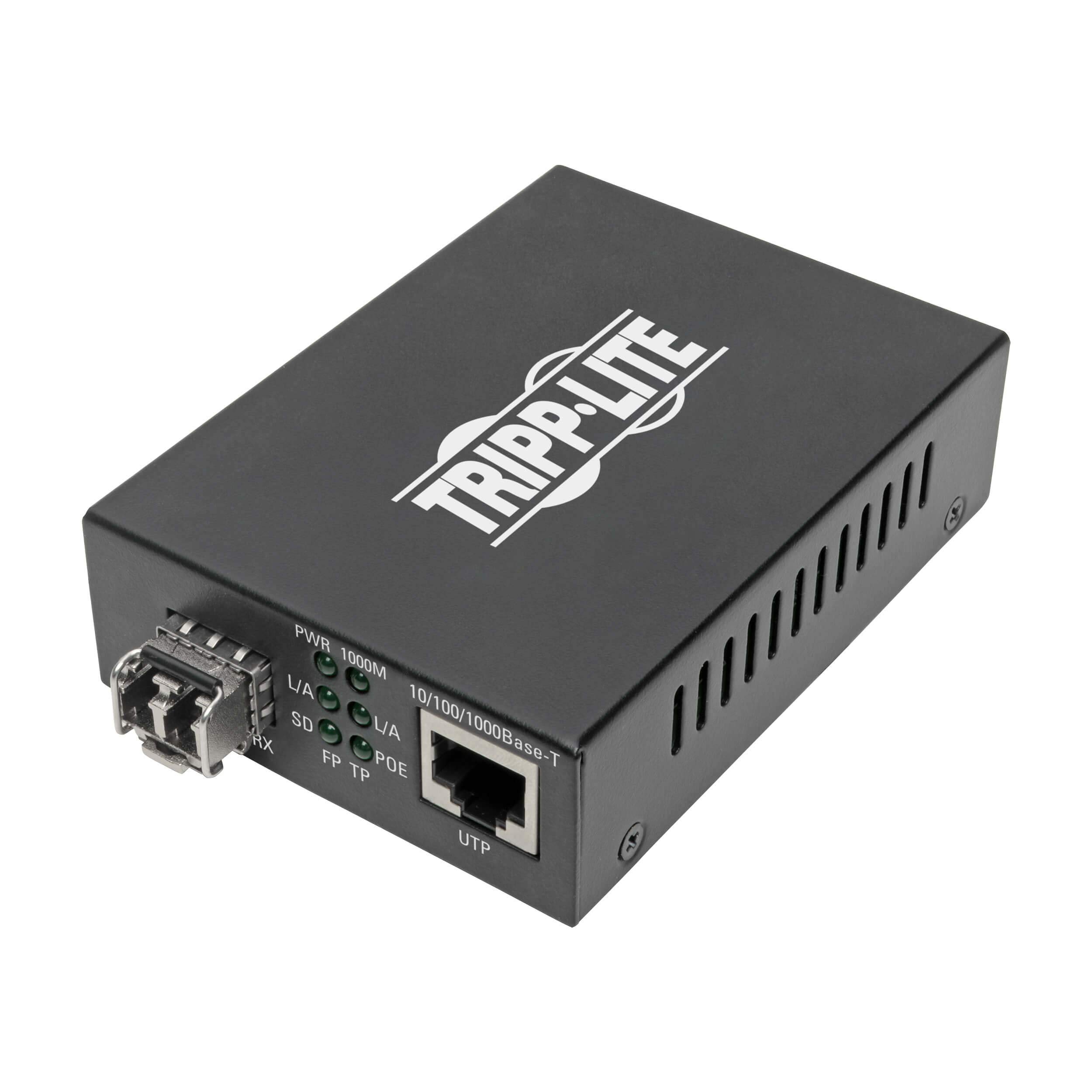 Tripp Lite Multimode Fiber to Ethernet Converter - Gigabit POE+ Media Converter with LC Connector (850nm, 550m Range) - Ideal for Office Networks, Data Centers & Industrial Applications (Model N785-P01-LC-MM1)