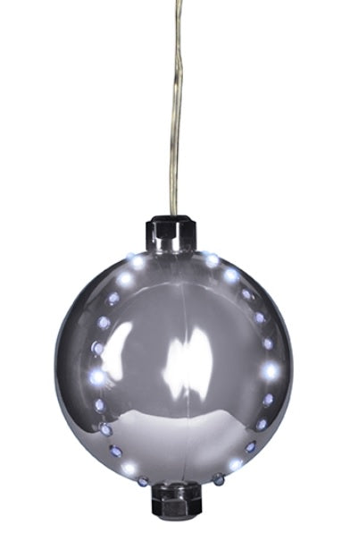 4 Pack Round LED Snowfall Hanging Ornaments - Christmas Tree Decorations with Warm White Lights for Indoor/Outdoor Holiday Decor (Home, Party, Garden)