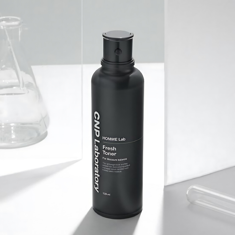 CNP Homme Lab Fresh Toner 120ml for Men - Hydrating Facial Toner with Lotion 31ml & Cleansing Foam 50ml Set - Korean Skincare for Oily & Sensitive Skin - Daily Face Care Routine