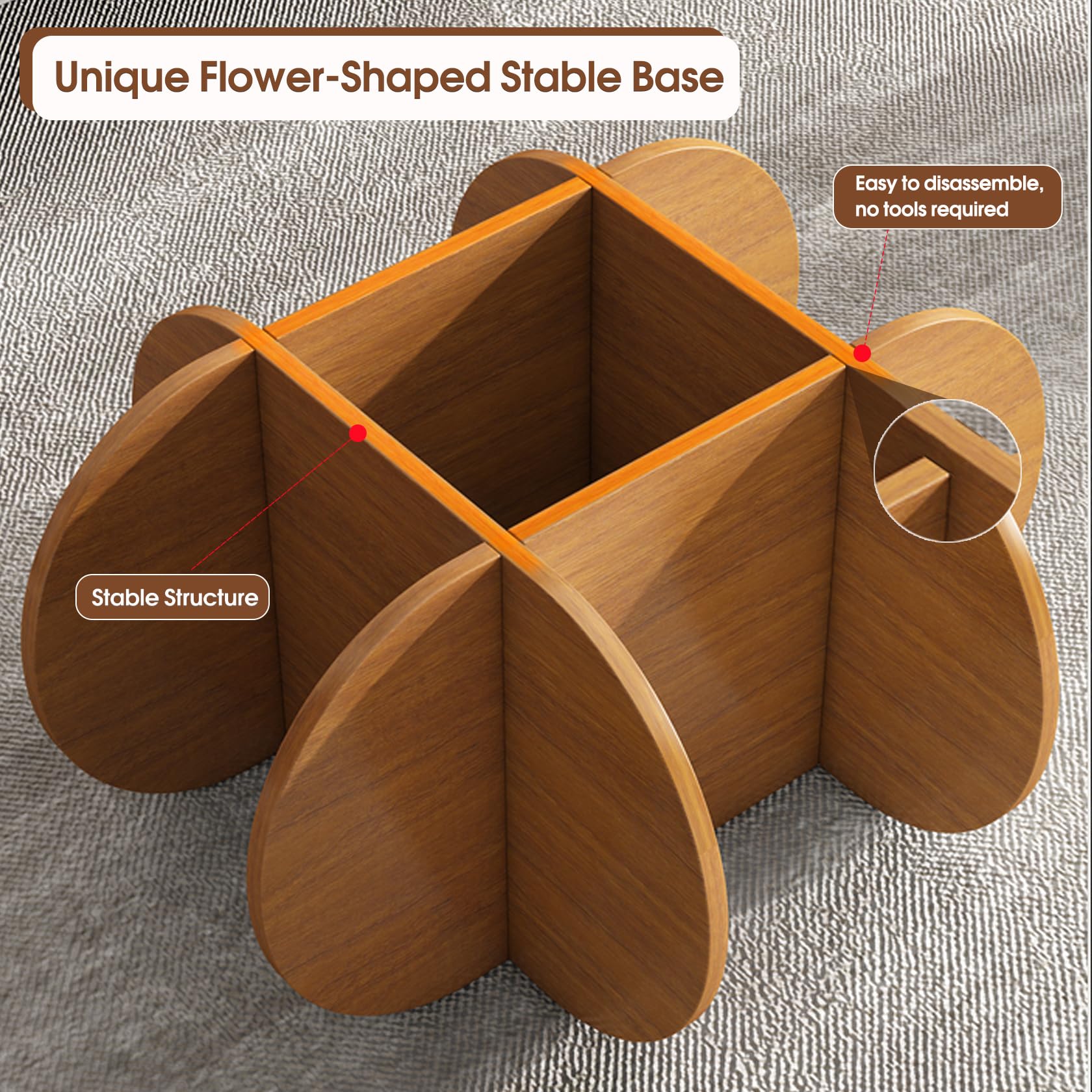 Modern Round Coffee Table with Solid Wood Legs - 31.5