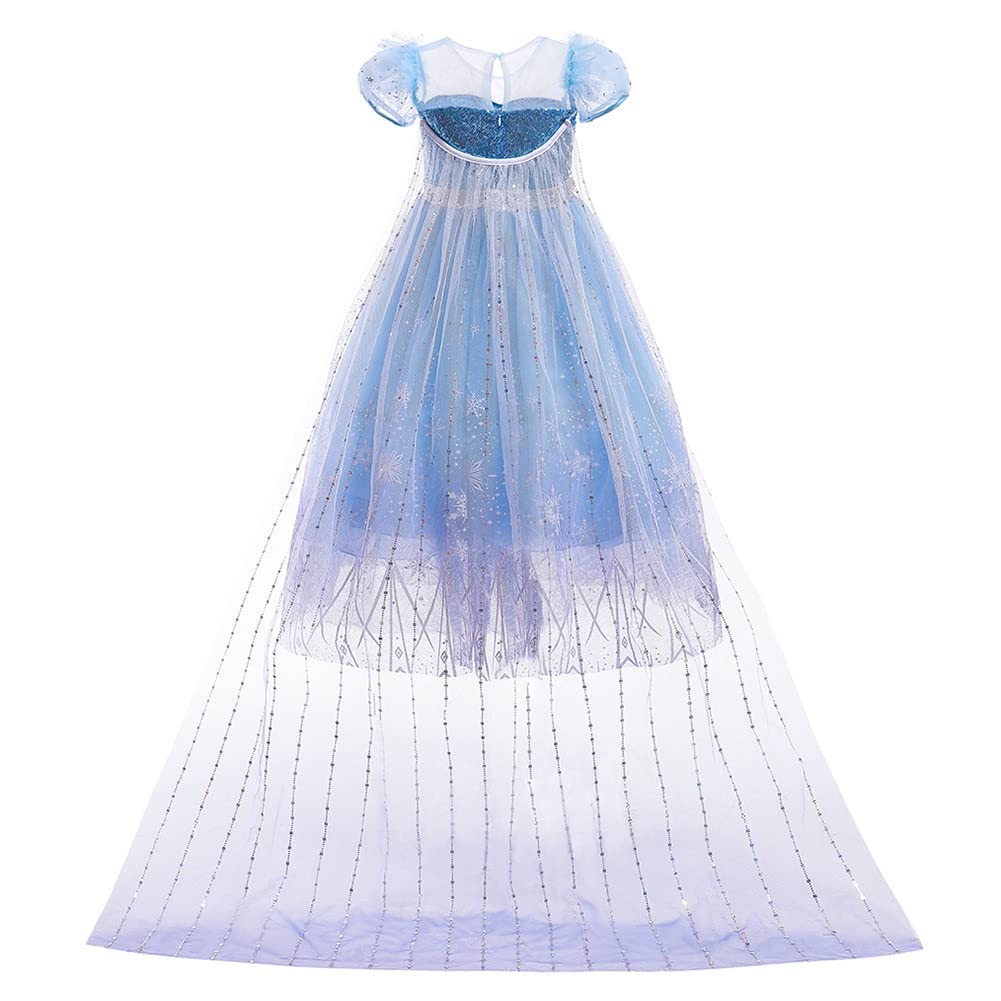 Frozen Elsa Costume for Girls - Sparkling Sequins Princess Dress for Halloween, Christmas, Birthday Party & Cosplay | Elegant Ball Gown Fancy Dress for Kids