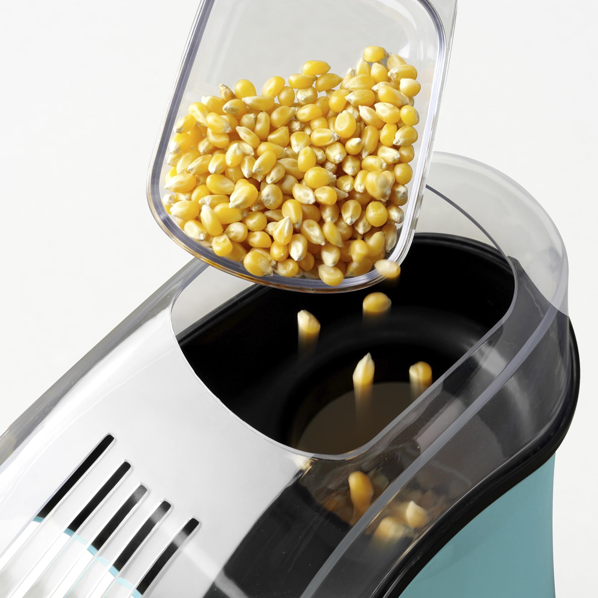 Nostalgia 16-Cup Hot Air Popcorn Maker Machine - Oil Free, Healthy Snack Maker with Kernel Measuring Cup & Butter Melting Tray, Aqua Blue - Perfect for Movie Nights, Parties & Family Snack Time