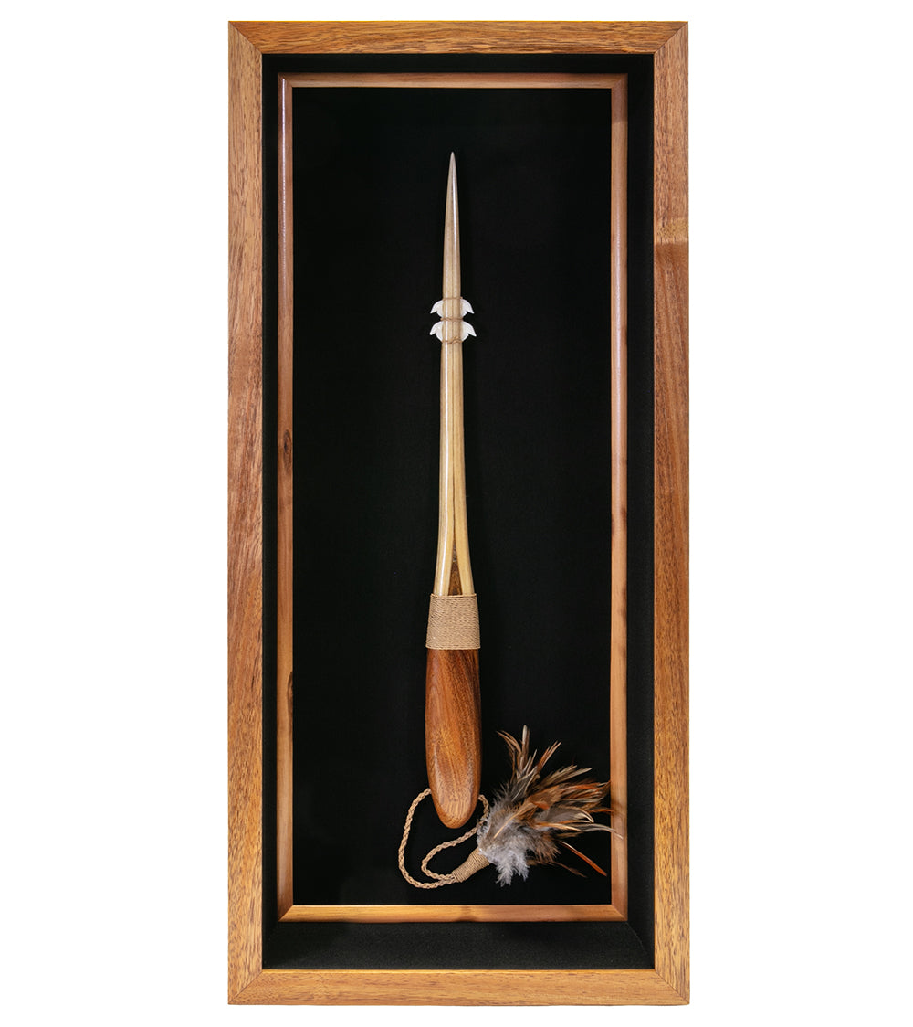 Authentic Hawaiian Koa Wood Dagger with Genuine Marlin Bill & Shark Teeth - Handcrafted Hawaiian Weapon for Collectors, Display & Cultural Ceremonies | Perfect for Home Decor, Gift Giving & Traditional Hawaiian Events