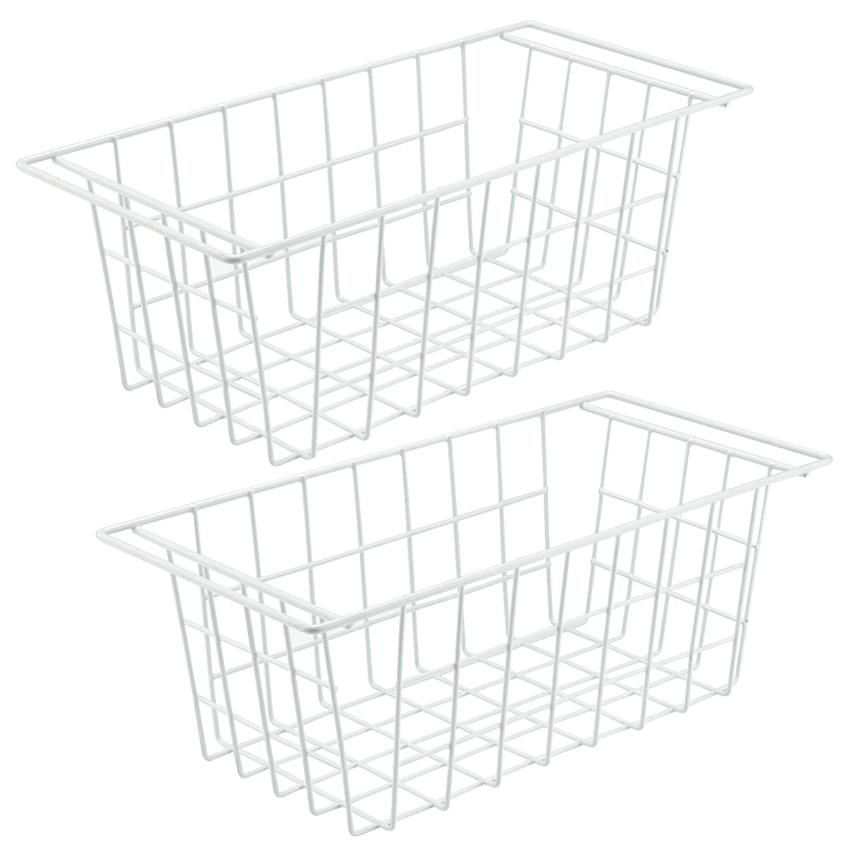 2-Pack Metal Wire Baskets - Deep Freezer Storage Organizer Bins for Chest Freezer | Durable Freezer Basket Rack for Meat, Vegetables & Frozen Food Storage