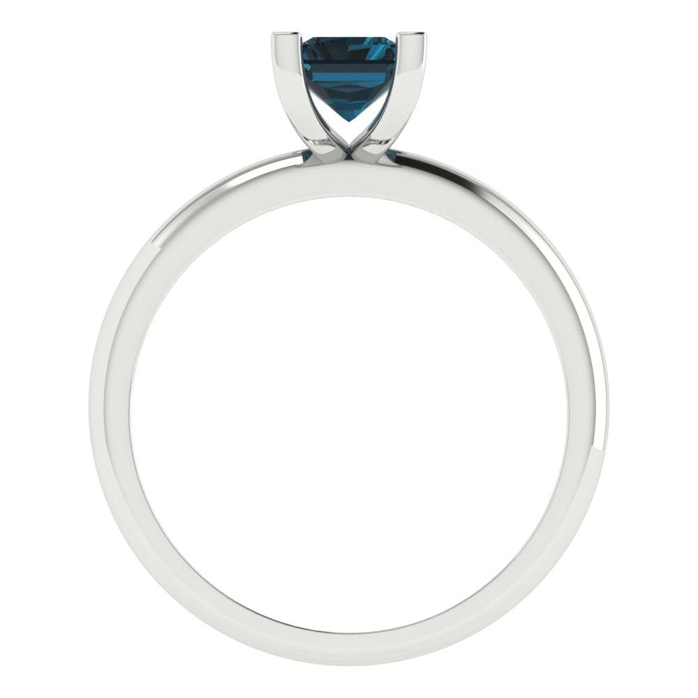 1.0 ct Natural London Blue Emerald Cut Solitaire Engagement Ring - 14k White Gold Bridal Designer Anniversary Jewelry for Women | Perfect for Proposals, Weddings & Special Occasions