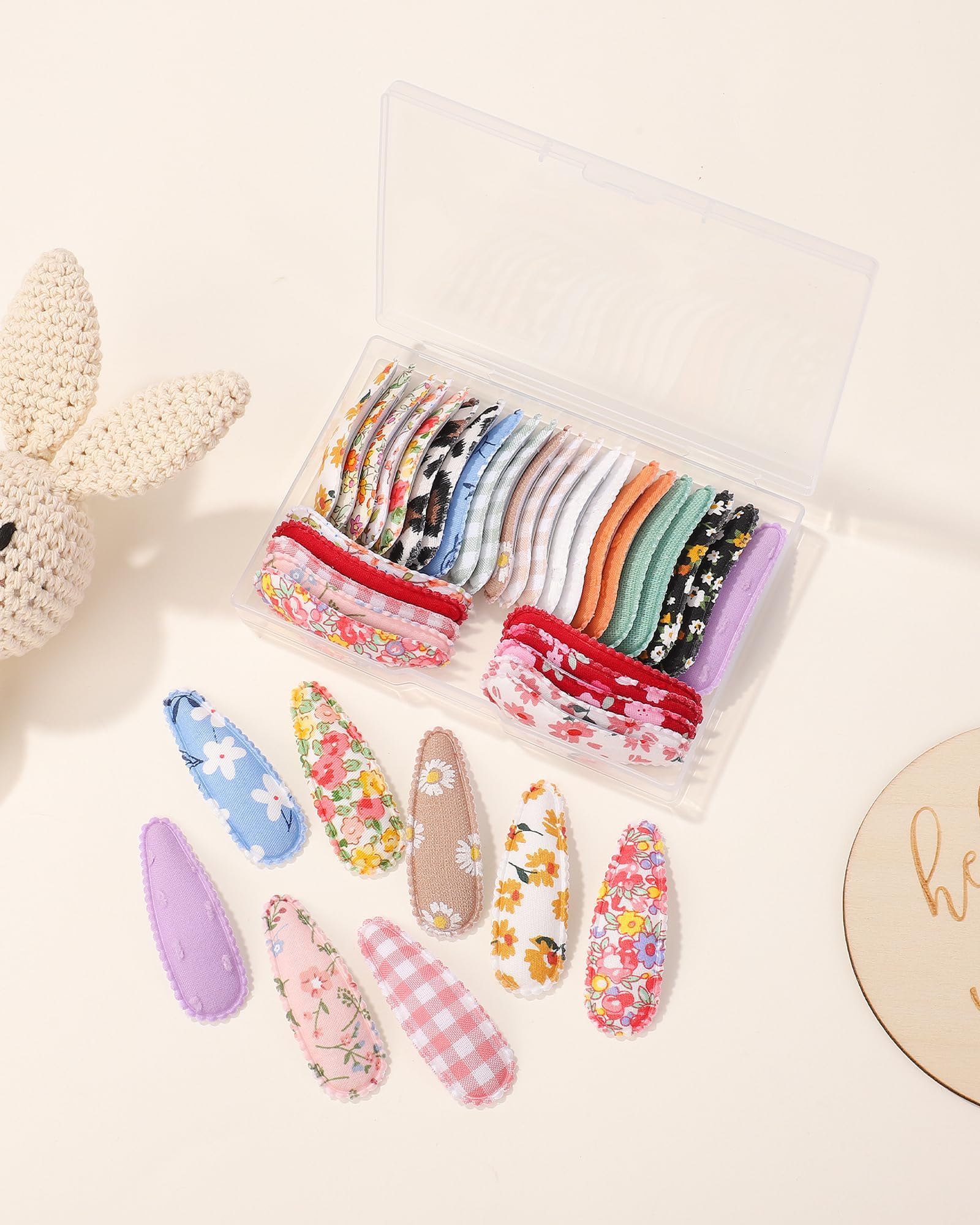 40 Pcs Floral Snap Hair Clips for Girls - Non-Slip Wrapped Flower Hairpins, Bows & Barrettes | Perfect for School, Parties & Everyday Hair Styling