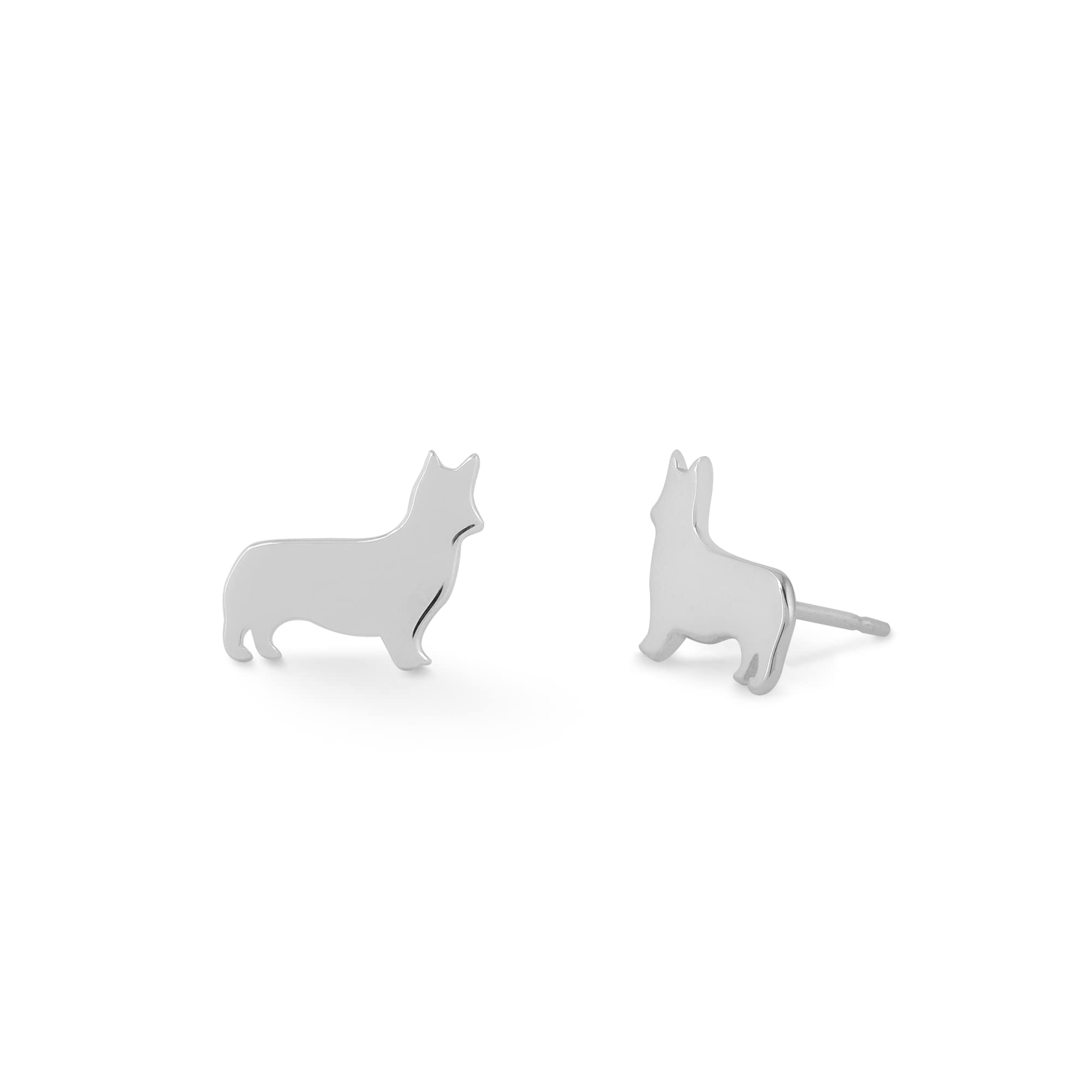 Boma Jewelry Sterling Silver Corgi Dog Stud Earrings - Cute Animal Jewelry for Women, 925 Silver Pet Lover Gifts - Perfect for Everyday Wear, Gifts & Dog Themed Outfits