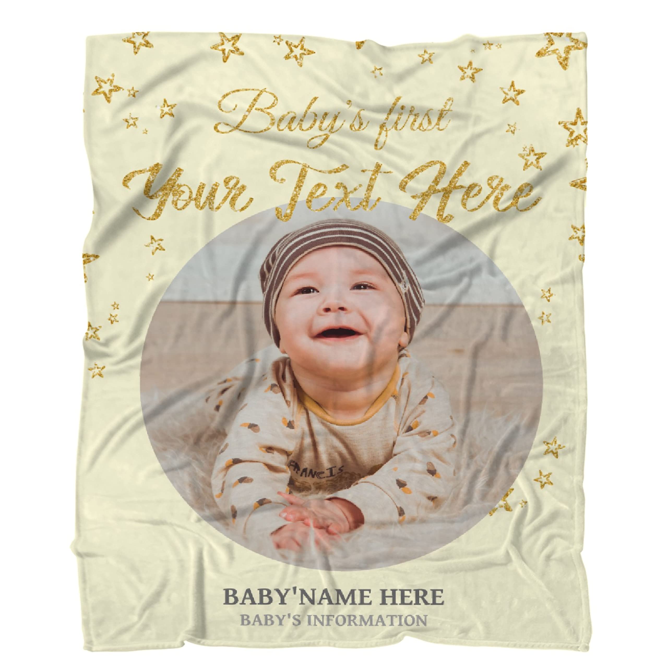 Personalized Baby Memorial Day Custom Photo Blanket - Flannel Fleece Throw with Name for Boys & Girls - 60x50 Inch - Perfect Gift for Teens, Bed, Couch & Chair - Customized Blankets for Special Occasions & Cozy Home Decor