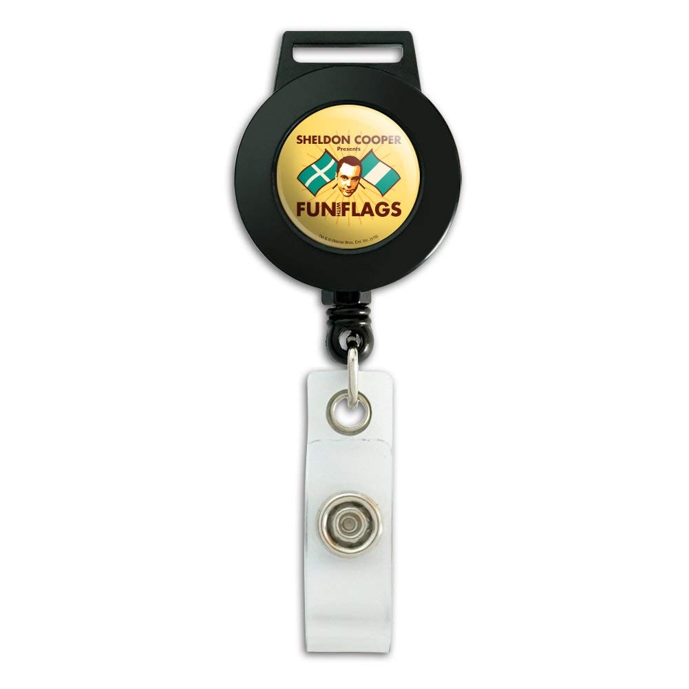 Sheldon Cooper Fun with Flags Lanyard - Retractable ID Badge Holder for Work & Conventions