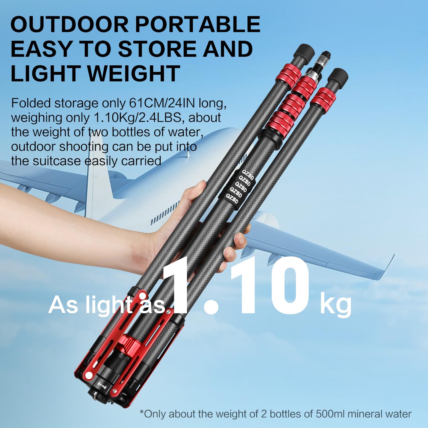 Carbon Fiber Light Stand - Adjustable 260cm/102in Photography Tripod for Studio, Speedlite Flash, Softbox & Strobe Lights | Heavy Duty Camera Stand with Carrying Bag | Perfect for Portrait, Product & Indoor Photography