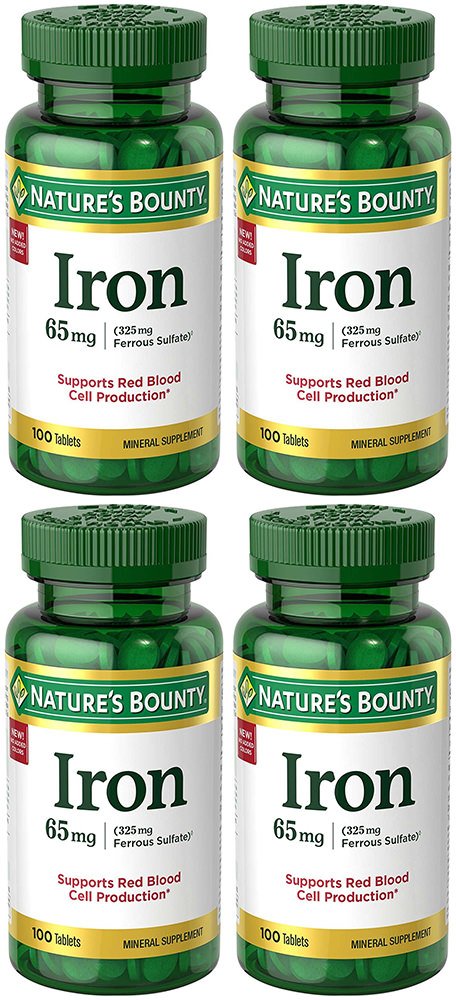 Iron 65 mg Supplement - 4 Bottles (100 Tablets Each) - Supports Energy, Immunity & Blood Health - Perfect for Daily Wellness & Active Lifestyles