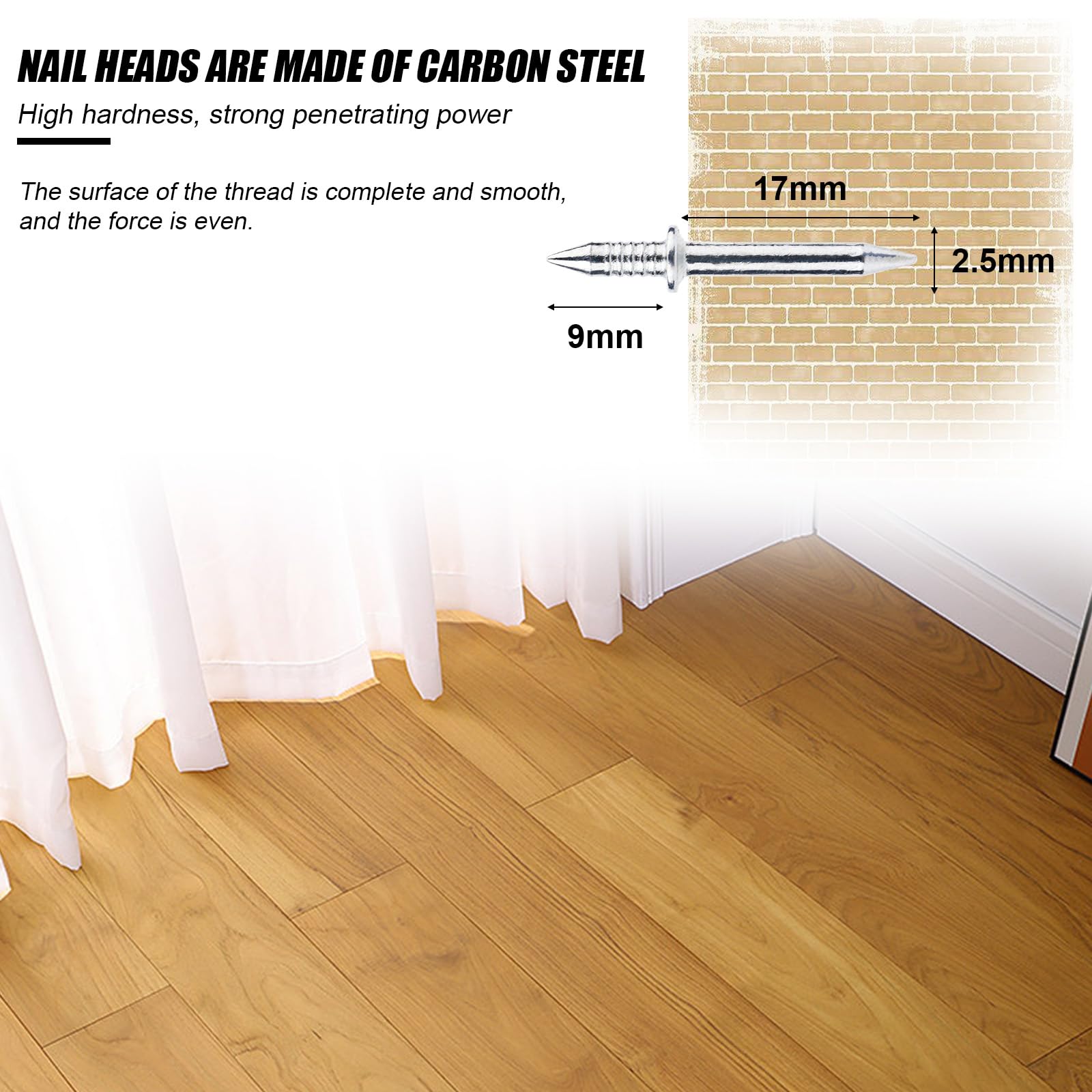 300pcs Seamless Invisible Nails with Sleeve Tool - Double Headed Screws for Baseboard & Skirting Board Installation - No Marks Hidden Fasteners for Solid Wood Furniture & Wall Paneling - Perfect for DIY Home Improvement Projects