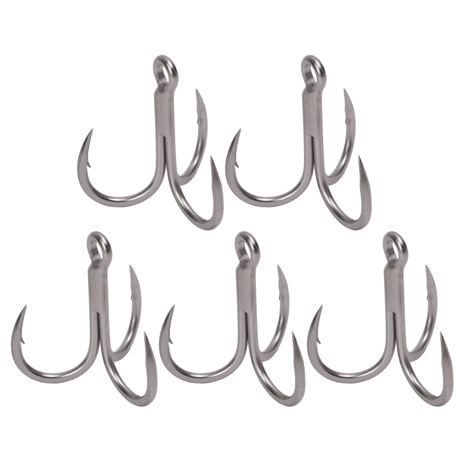 Vbestlife 5Pcs High Carbon Steel Treble Hooks - Rust Resistant Triple Barbed Fishing Hooks for Bass, Trout, and Saltwater Fishing | Durable Fishing Equipment Accessories for Freshwater and Ocean Angling