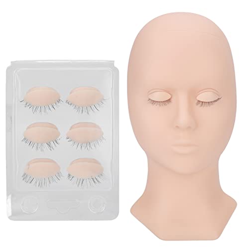 Professional Eyelash Extension Practice Mannequin Head - Double Eyelid Pink Silicone Makeup Training Head with Removable Eyelids for Lash Tech Students & Beginners - Perfect for Salon Practice, Home Training & Beauty School Education