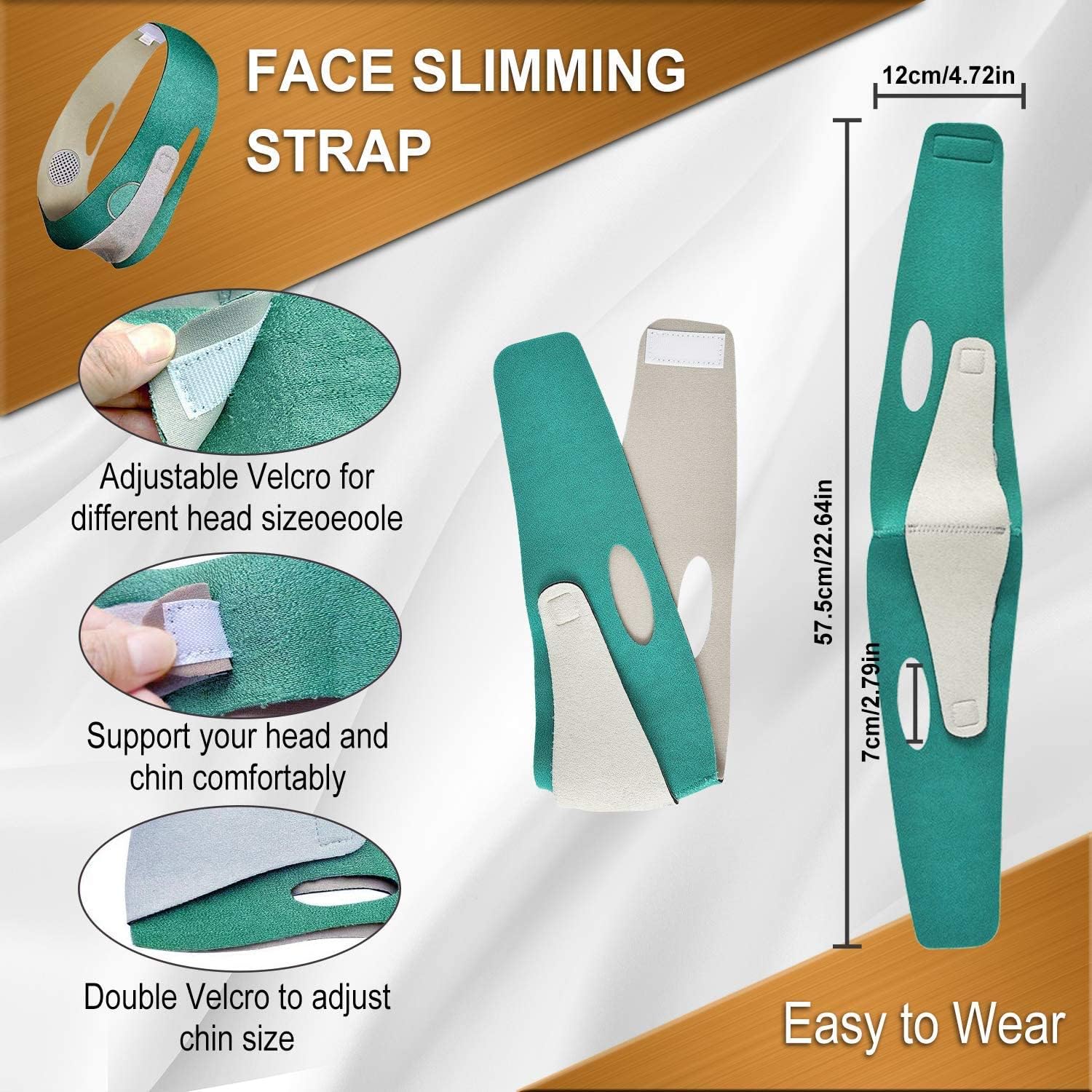 SWAMINE Chin Reducer Face Slimming Belt for Double Chin Reduction - V-Shape Facial Lifting Mask for Men & Women | Reusable Anti-Wrinkle Elastic Chin Strap for Cheek Slimming & Jawline Definition | Perfect for Home Use, Yoga, Skincare Routine & Self-Care Sessions