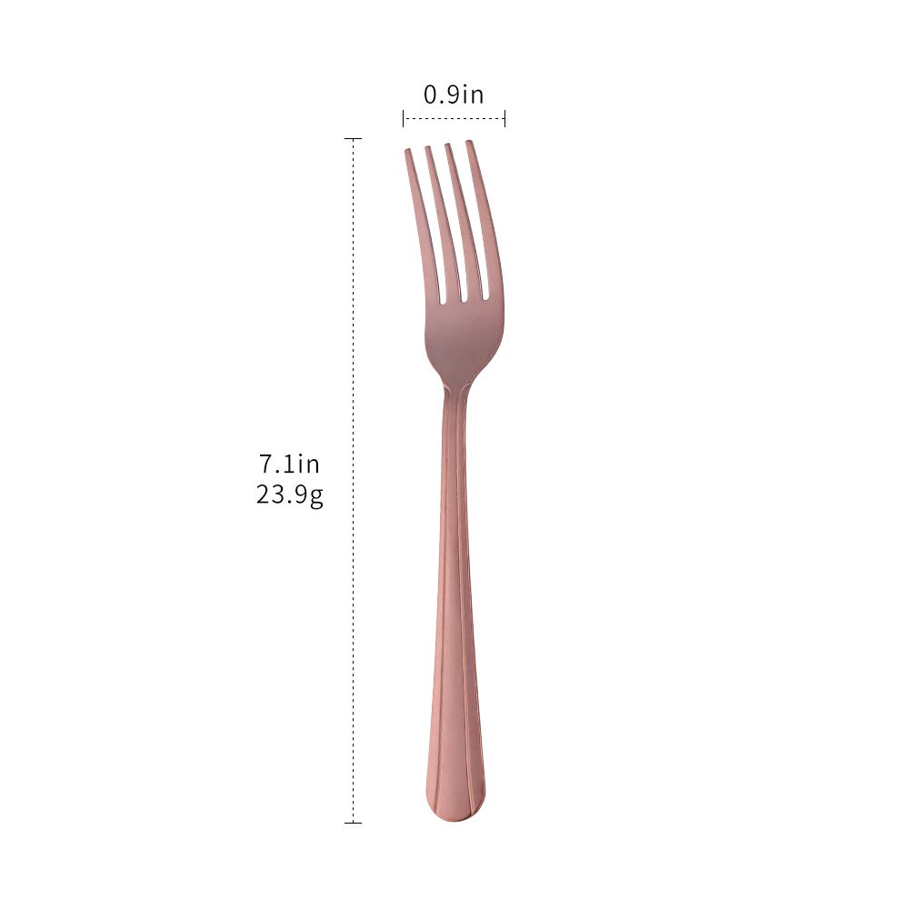 QIBOMOON 12-Piece Stainless Steel Dinner Fork Set - 7-inch Rose Gold Flatware, Dishwasher Safe Cutlery Utensils for 12 People | Perfect for Formal Dining, Wedding Gifts & Restaurant Tableware