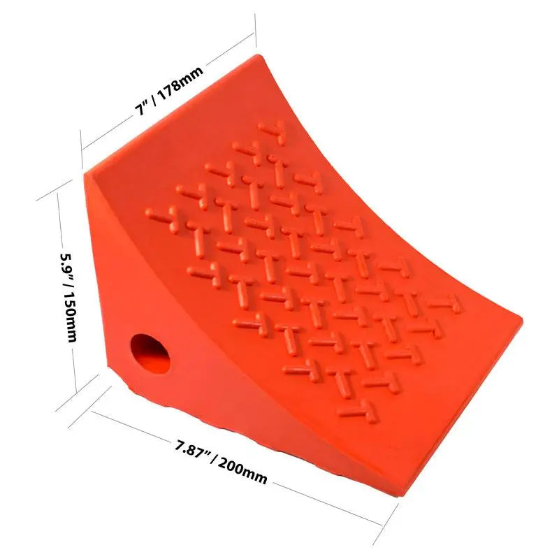 AME 15309 Heavy Duty Urethane Wheel Chock - Orange (Pair) for Truck, RV & Trailer Parking Safety | Non-Slip Vehicle Stabilizer