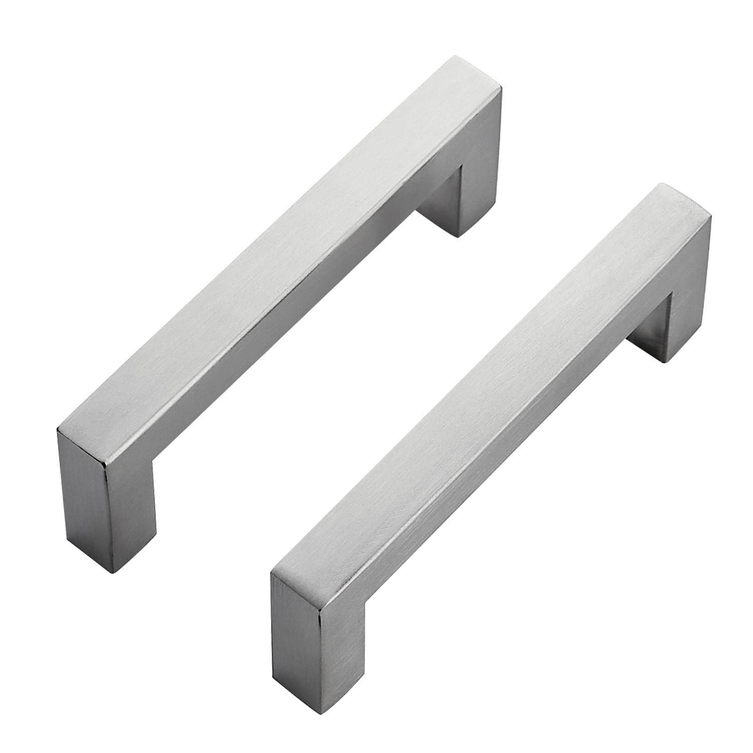 25 Pack Brushed Nickel Stainless Steel Cabinet Pulls - 3-3/4 Inch Square Kitchen Cabinet Handles with Screws & Screwdriver - Perfect for Modern Kitchen, Bathroom & Furniture Upgrades