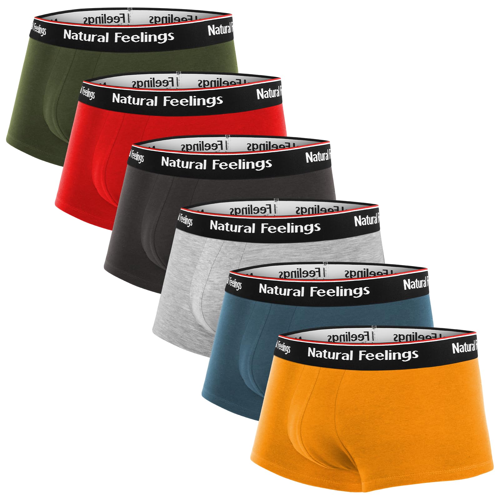 **Natural Feelings Men's Boxer Briefs with Pouch - 4-Pack Breathable Cotton Underwear, 1.5