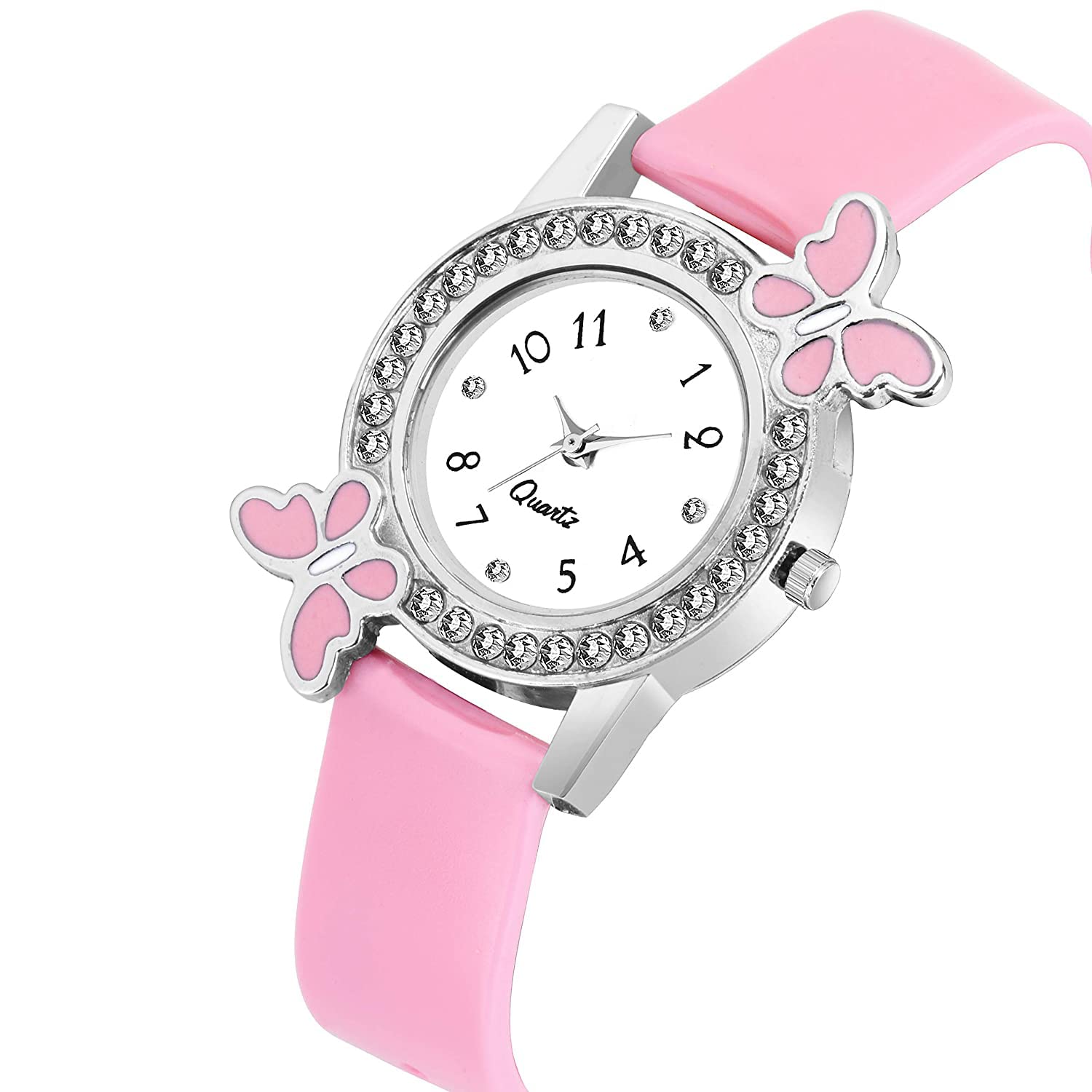 2-Pack Multi-Color Rubber & Leather Strap Watches for Girls - Fashionable & Durable Wristwatches for School, Sports, and Everyday Wear