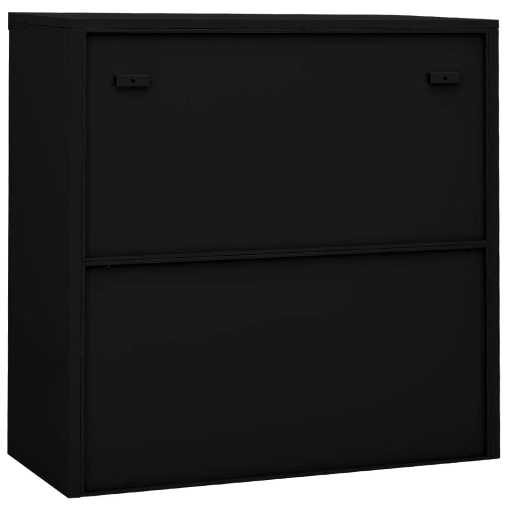 Black Steel Freestanding Metal File Cabinet with Sliding Door - 35.4