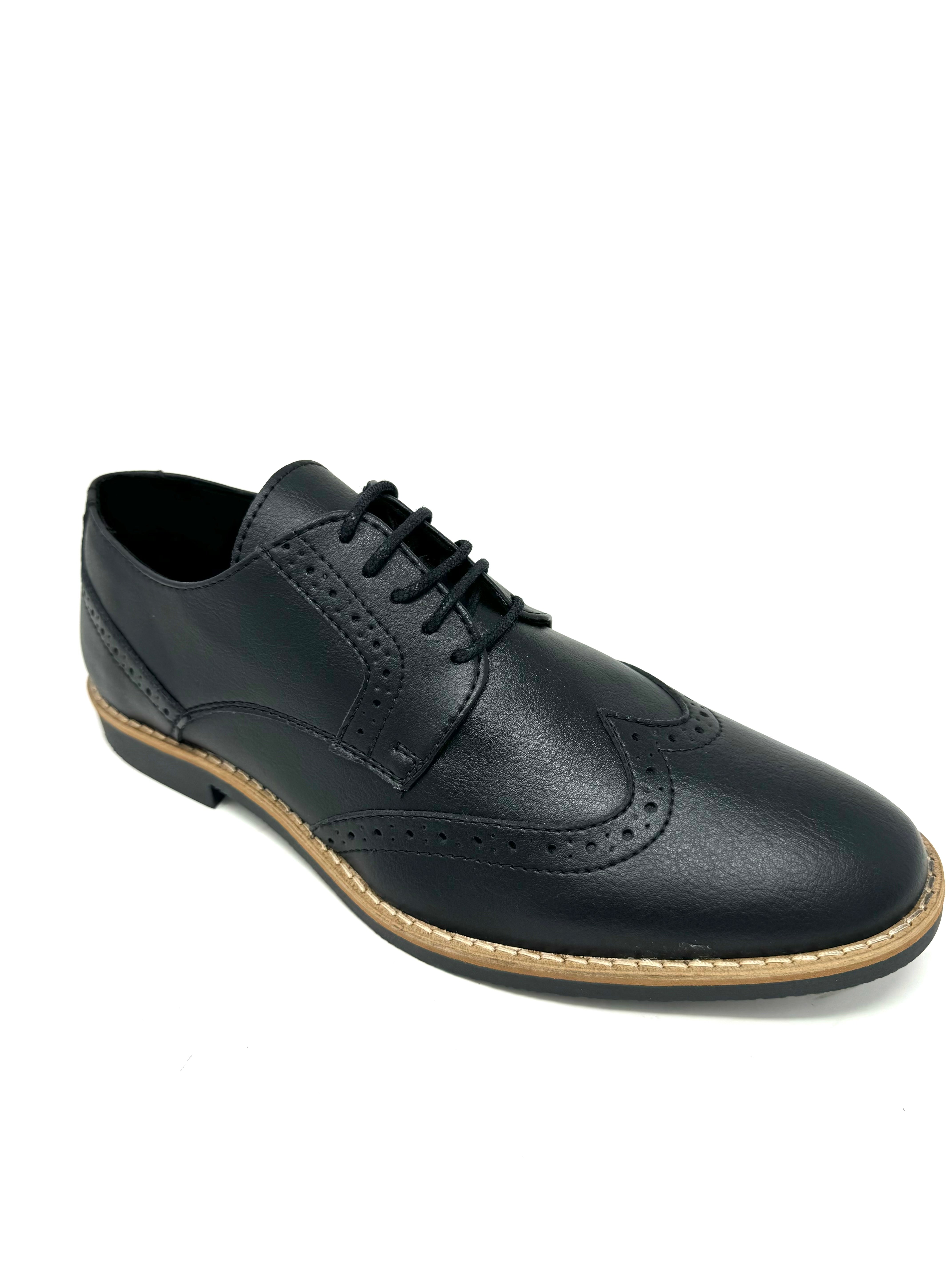 Novacas Black Ethan Brogue Shoes - Classic Men's Dress Shoes for Business, Office & Formal Occasions
