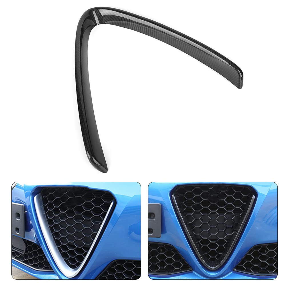 Carbon Fiber V-Shaped Front Grill Decoration Frame for Alfa Romeo Giulia (2017-2019) - Black, Lightweight & Durable - Upgrade Your Car's Style for Racing or Show Events