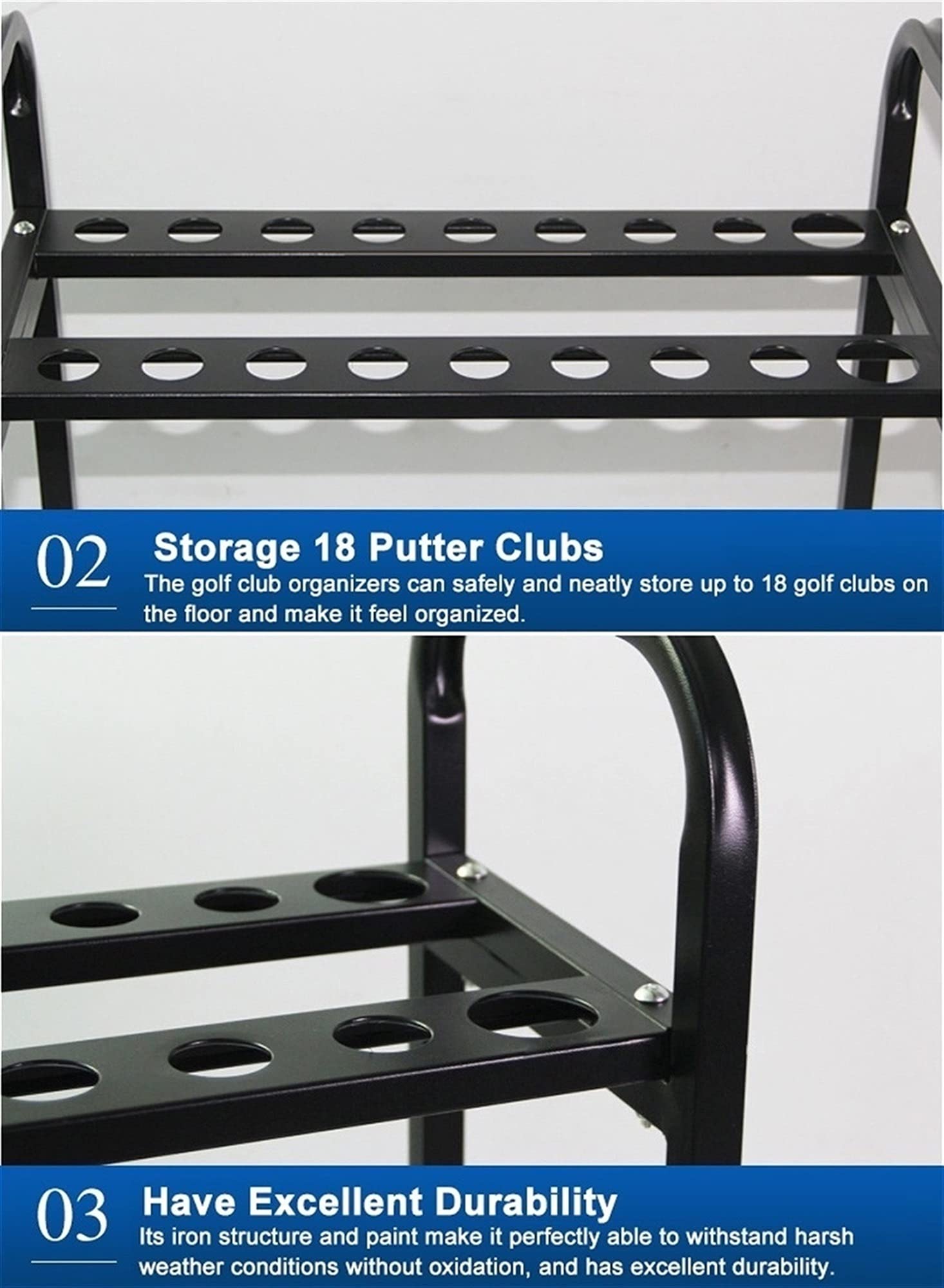Premium Acrylic Golf Club Stand Holder - 27 Club Organizer Display Rack for Putters & Irons | Golf Course, Pro Shop & Home Storage Solution | Durable Black Golf Equipment Organizer for Indoor & Outdoor Use