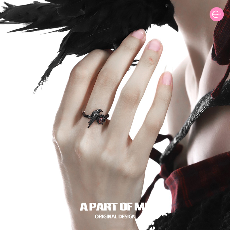 Pure Silver Raven Ring for Women - Gothic Jewelry for Everyday Wear, Gift for Her - Perfect for Halloween, Cosplay & Witchy Aesthetic