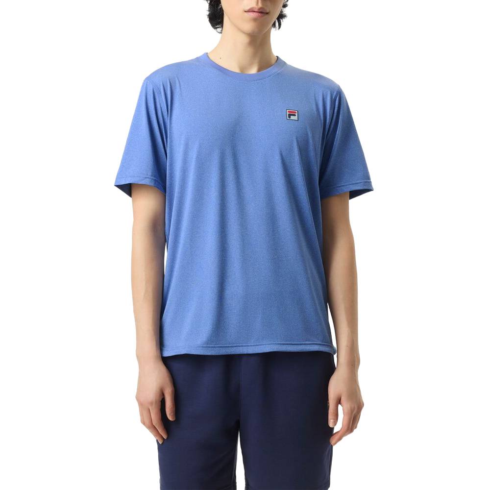 Fila Men's Scallop Hem Heather Crew Neck T-Shirt - Dazzling Blue Heather | Casual Athletic Wear for Gym, Running & Everyday Outfits