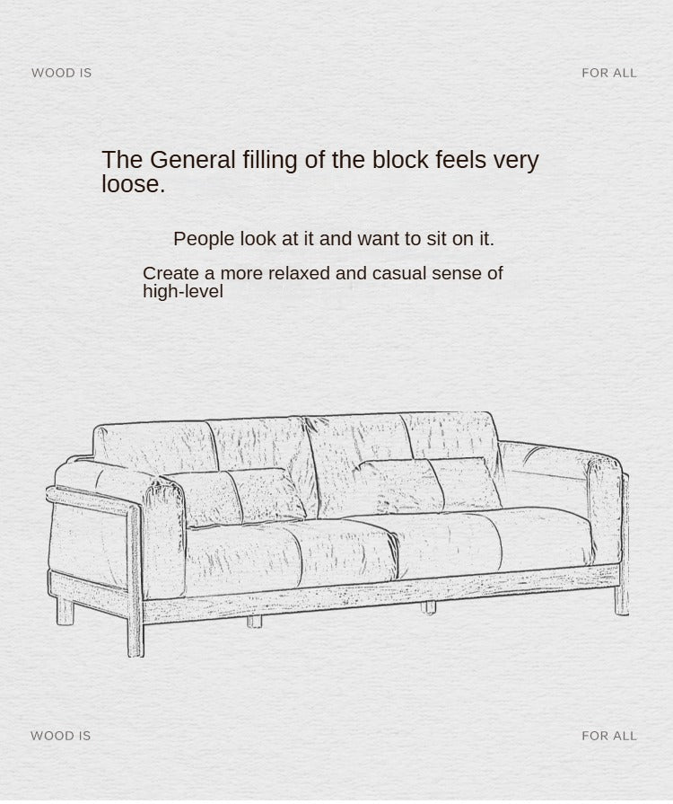 Modern Black Walnut Solid Wood Leather Sofa - Luxury Living Room Furniture for Home & Office Decor