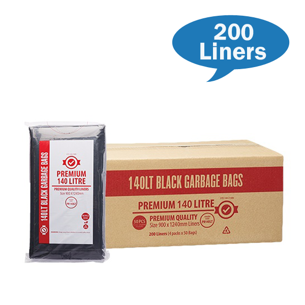 Premium Heavy Duty 140L Black Trash Bags - Extra Thick Garbage Bags for Kitchen, Office & Outdoor Use